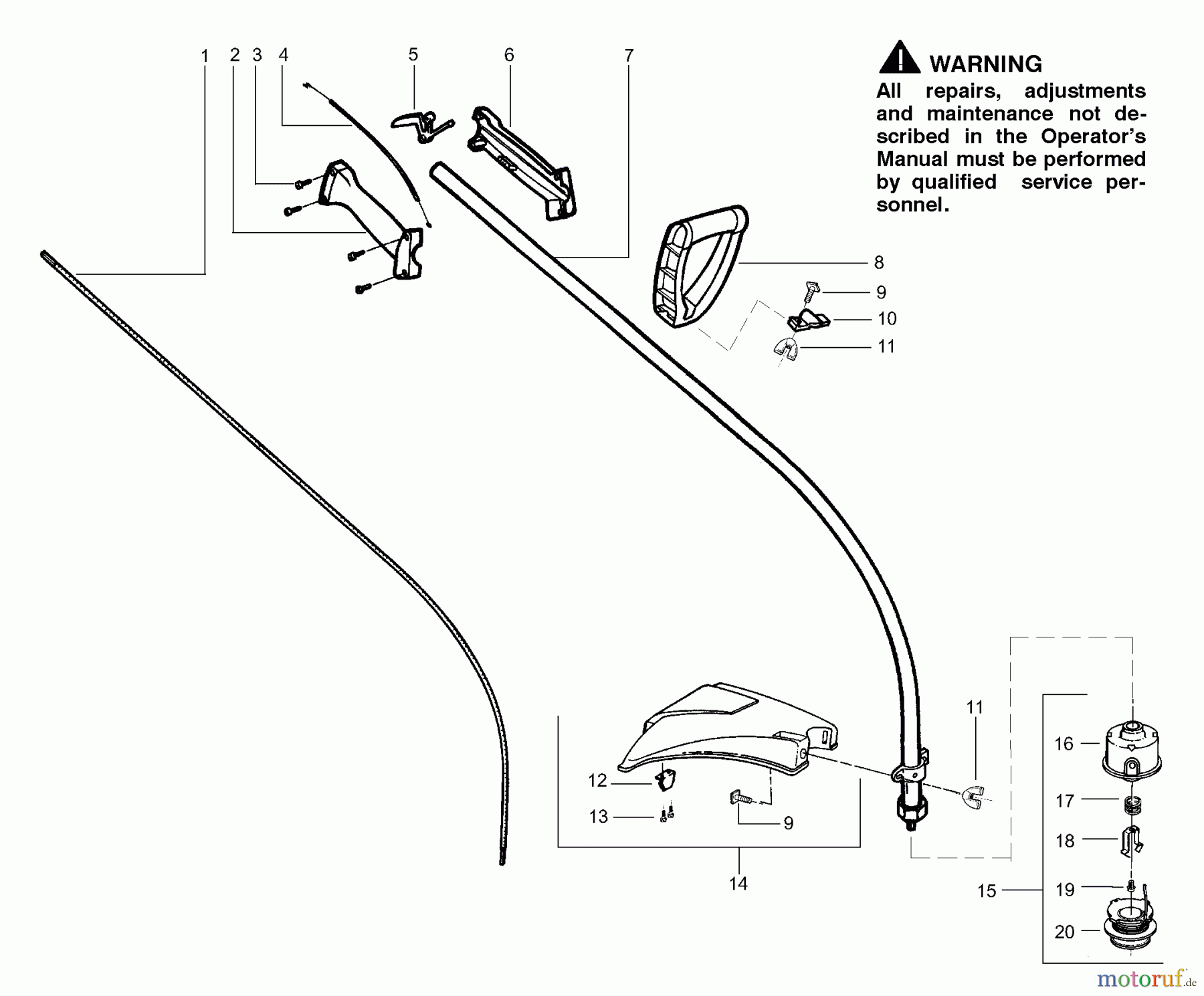  Poulan / Weed Eater Motorsensen, Trimmer FL21 - Weed Eater Featherlite String Trimmer Driver Shaft & Cutting Head