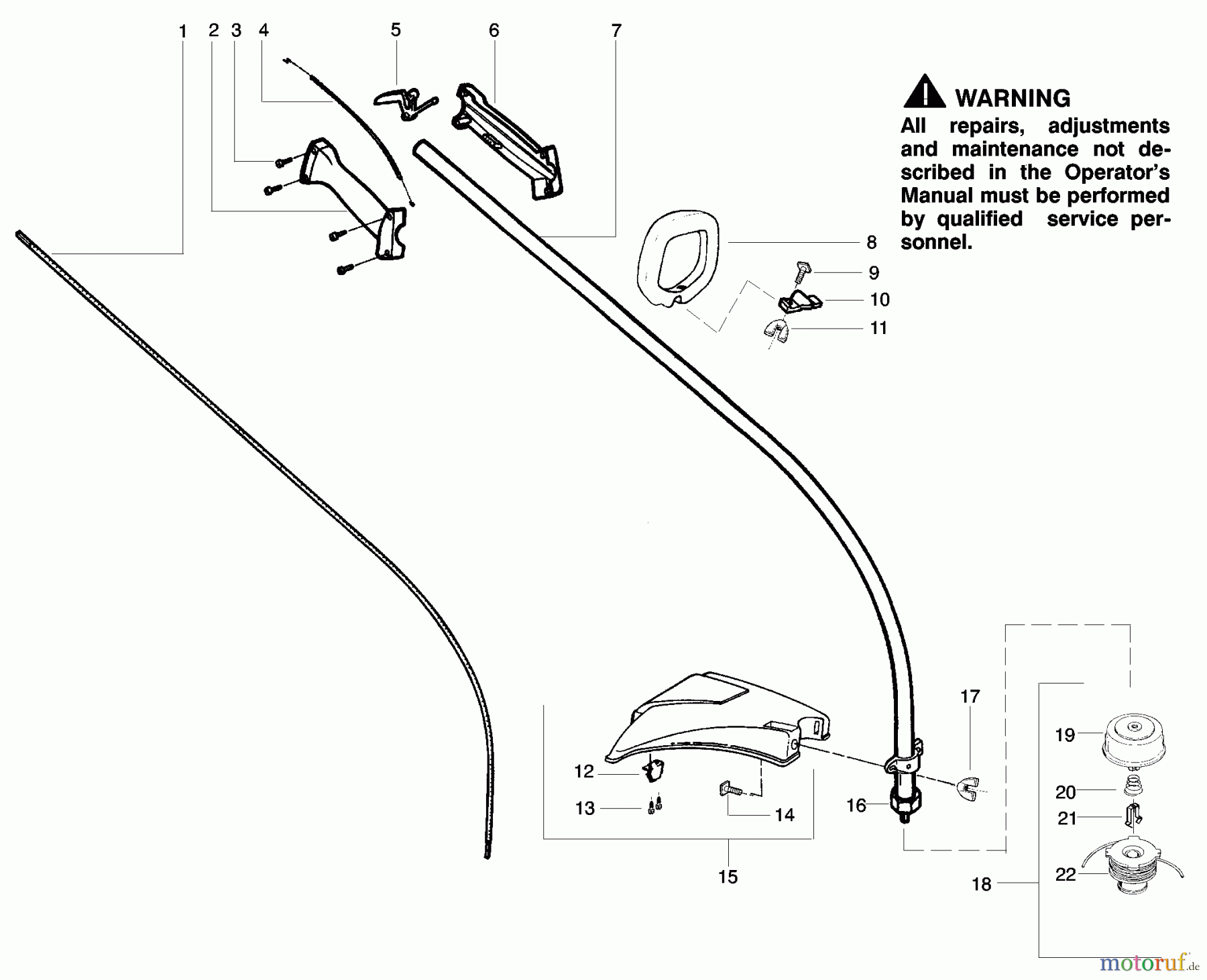 Poulan / Weed Eater Motorsensen, Trimmer FX25 (Type 1) - Weed Eater Featherlite Extreme String Trimmer Handle & Shaft Assembly