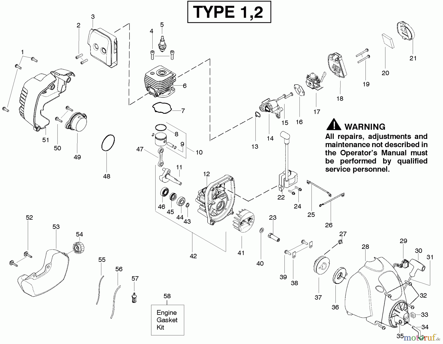 Poulan / Weed Eater Motorsensen, Trimmer FX26 (Type 1) - Weed Eater Featherlite Extreme String Trimmer Engine