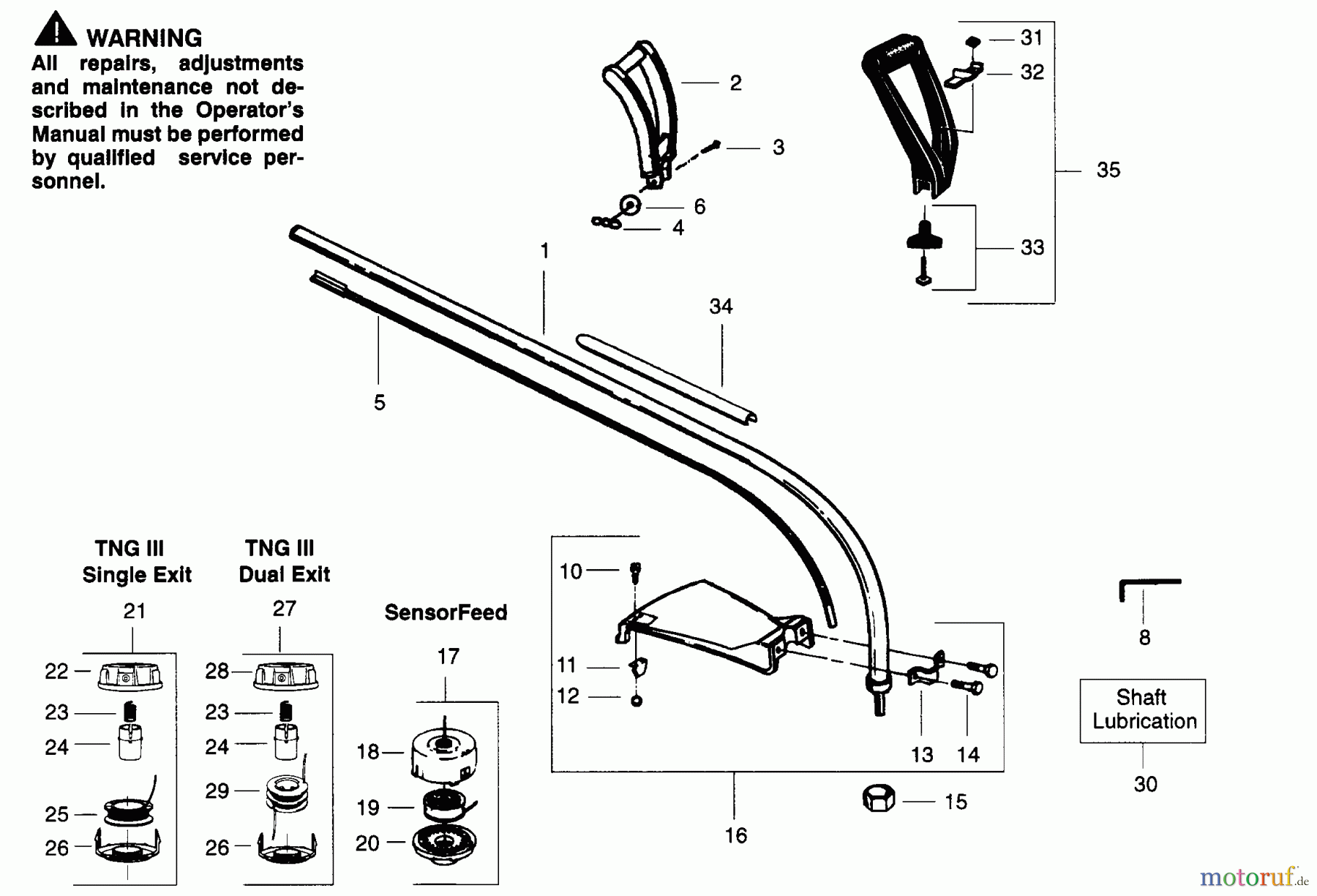 Poulan / Weed Eater Motorsensen, Trimmer GTI16 - Weed Eater String Trimmer DRIVE SHAFT & CUTTING HEAD