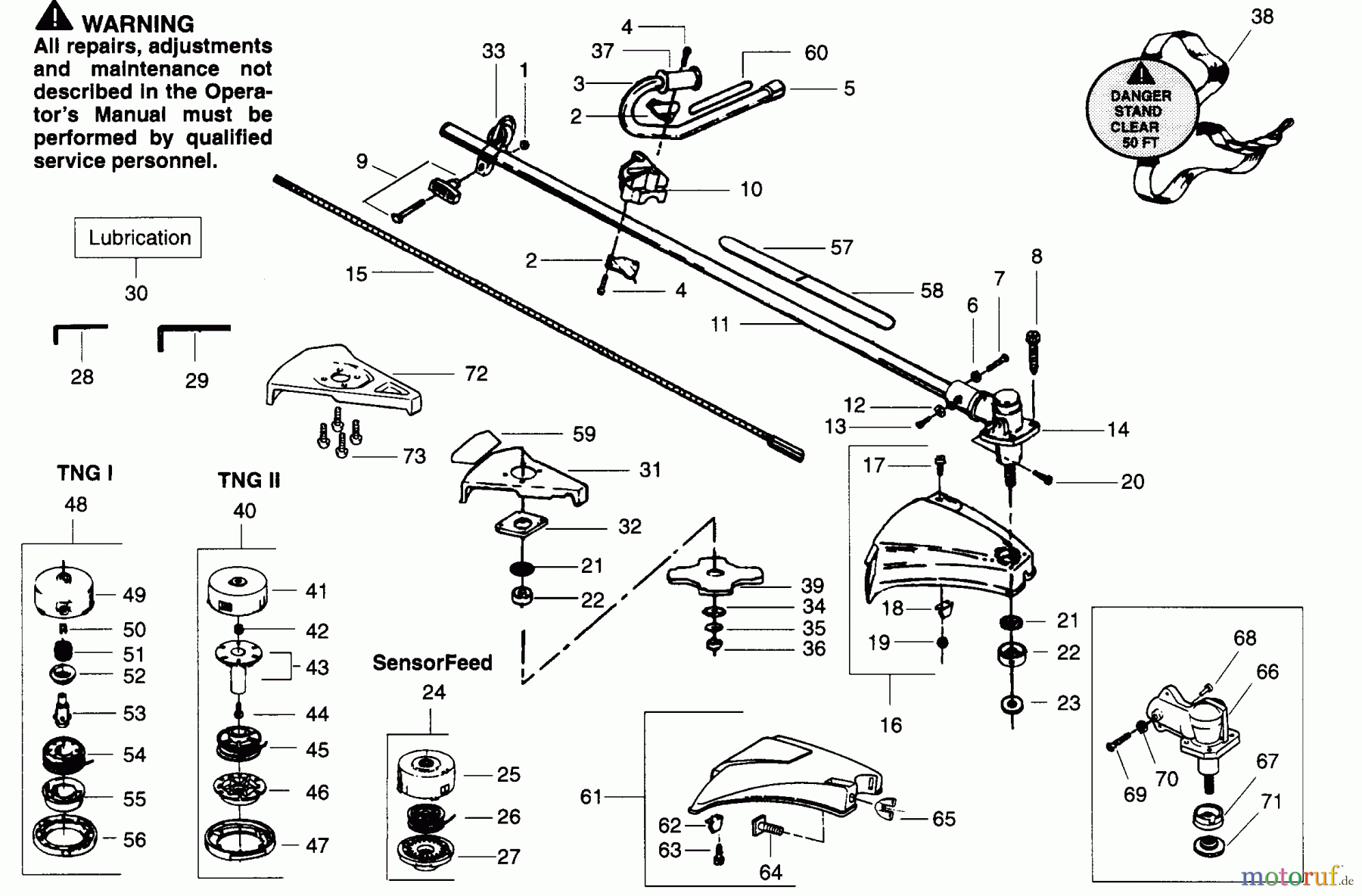 Poulan / Weed Eater Motorsensen, Trimmer GTI19T - Weed Eater String Trimmer DRIVE SHAFT & CUTTING HEAD