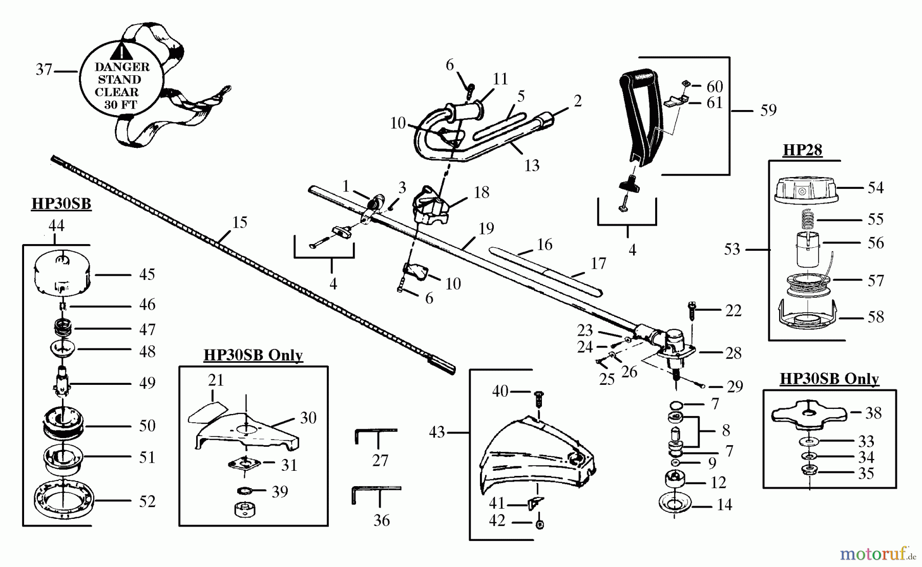 Poulan / Weed Eater Motorsensen, Trimmer HP28 - Weed Eater String Trimmer Cutting Head & Drive Assembly