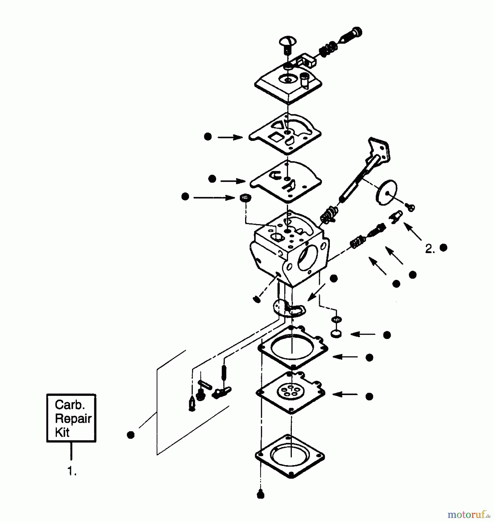Poulan / Weed Eater Motorsensen, Trimmer LT7500 - Weed Eater String Trimmer CARBURETOR WA-218 BREAKDOWN