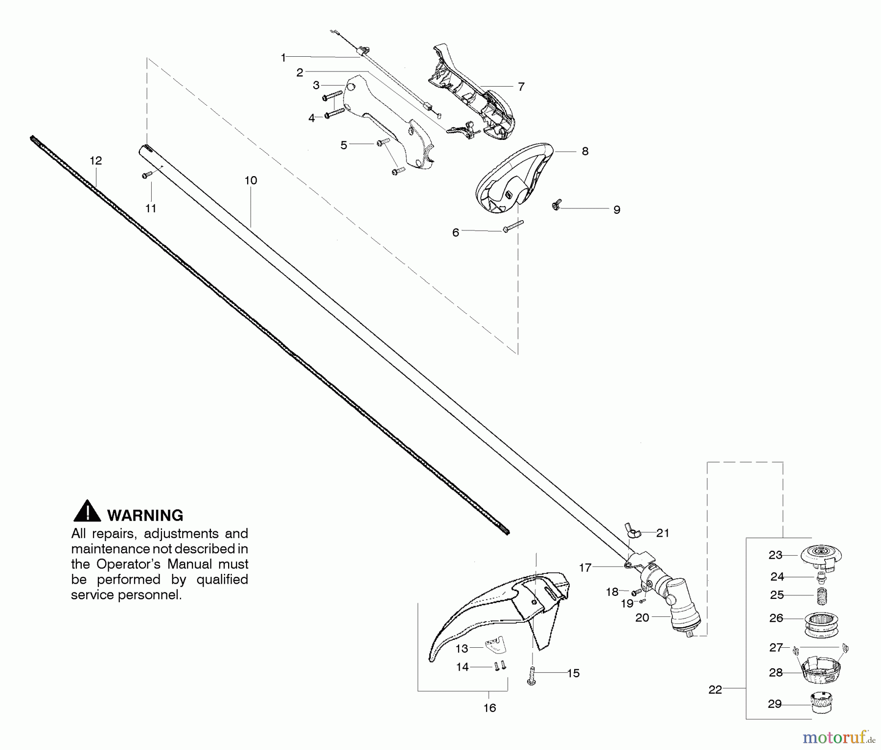  Poulan / Weed Eater Motorsensen, Trimmer MX557 - Weed Eater String Trimmer Handle & Shaft Assembly