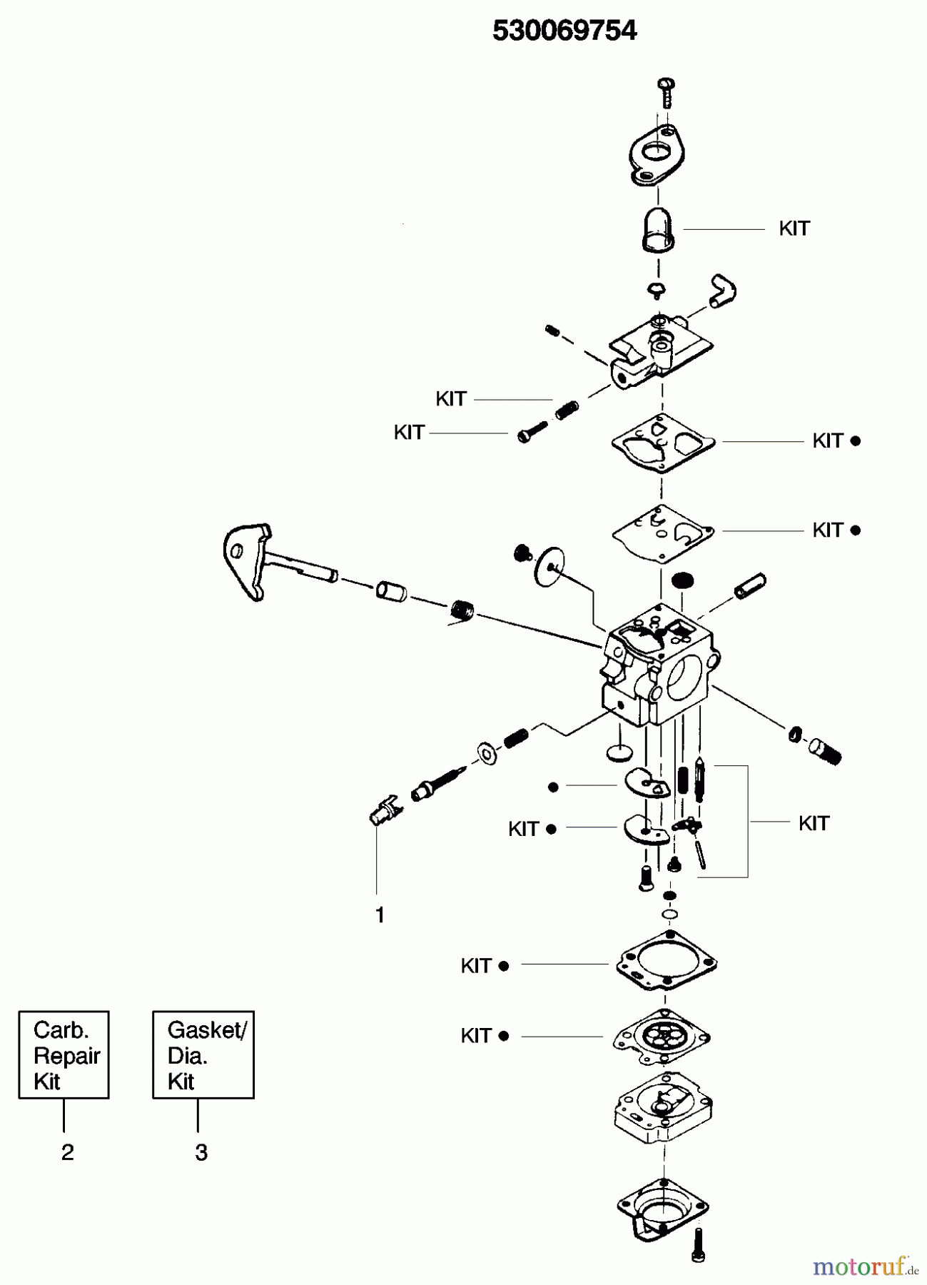 Poulan / Weed Eater Motorsensen, Trimmer PL25 (Type 3) - Poulan String Trimmer Carburetor Assembly 530069754
