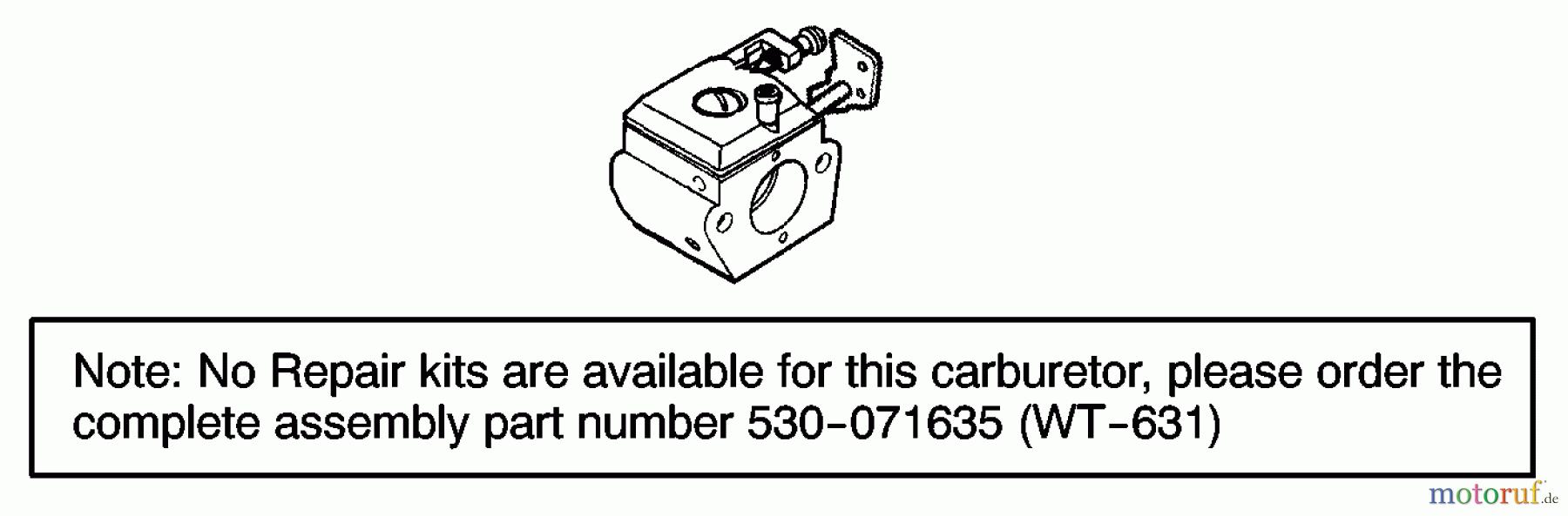 Poulan / Weed Eater Motorsensen, Trimmer PL25 (Type 4) - Poulan String Trimmer Carburetor Assembly (WT-631) 530071635