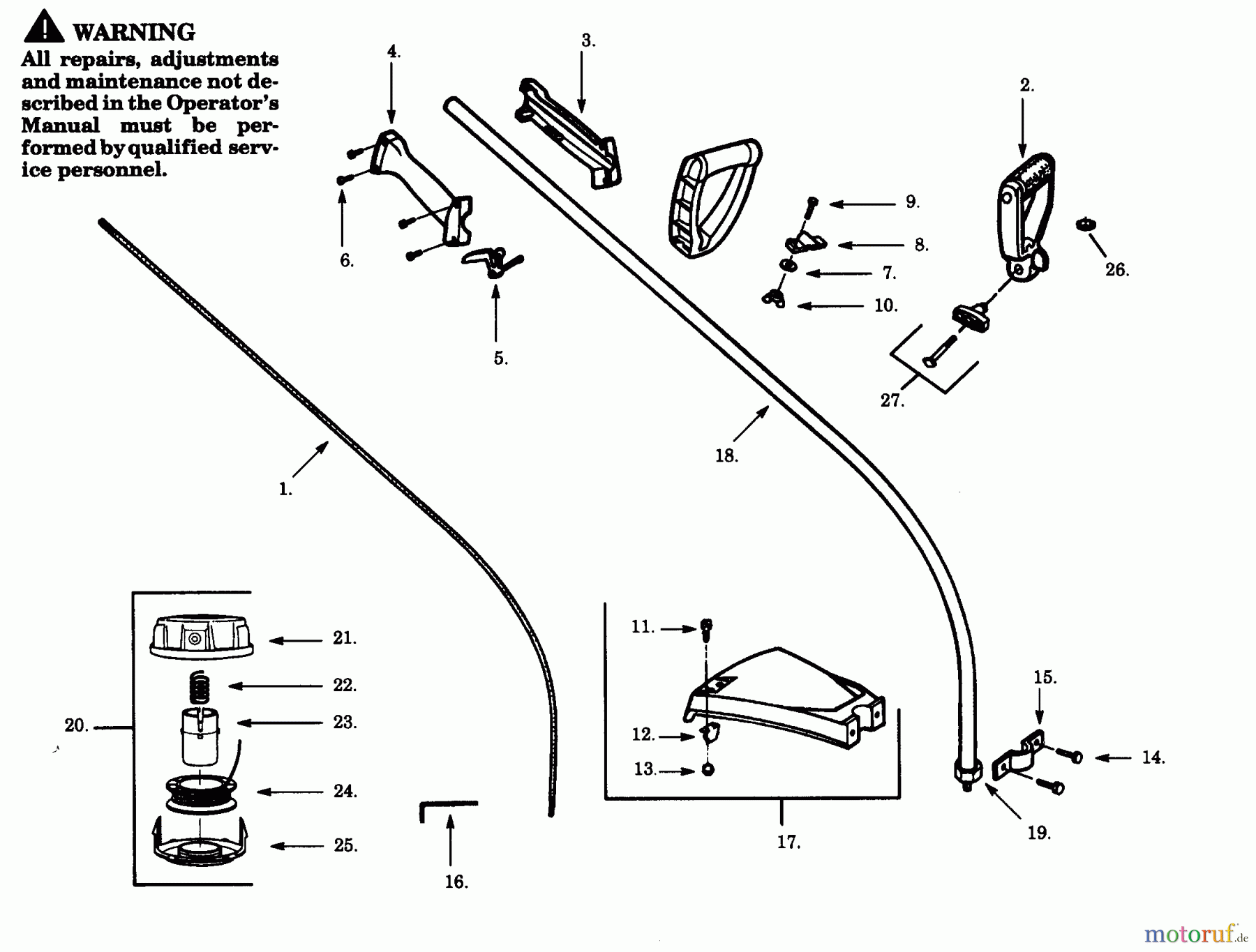 Poulan / Weed Eater Motorsensen, Trimmer PLT2145 - Paramount String Trimmer CUTTING HEAD & DRIVE SHAFT ASSEMBLIES