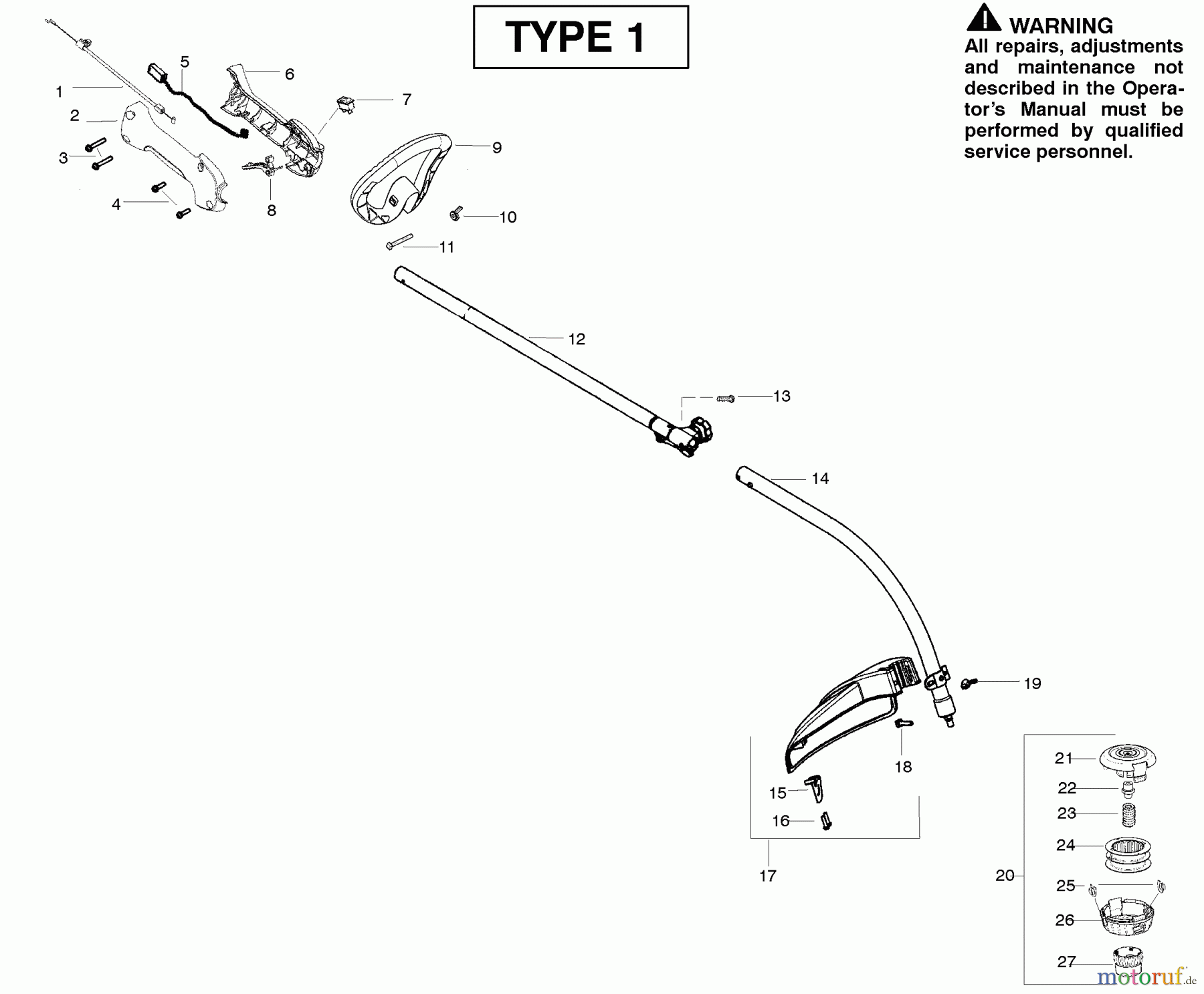 Poulan / Weed Eater Motorsensen, Trimmer PP025 (Type 1) - Poulan Pro String Trimmer Cutting Equipment Type 1