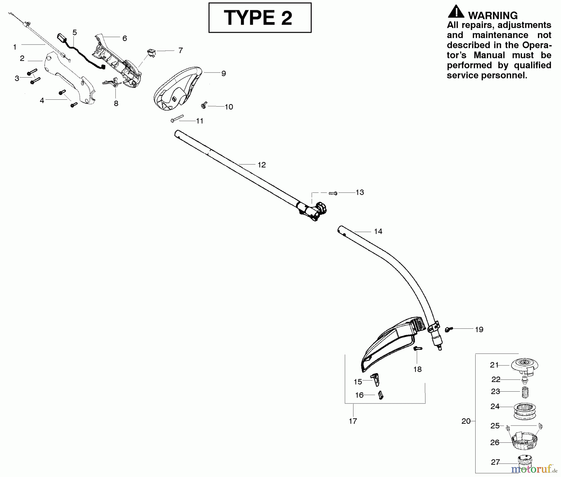 Poulan / Weed Eater Motorsensen, Trimmer PP025 (Type 2) - Poulan Pro String Trimmer Cutting Equipment Type 2