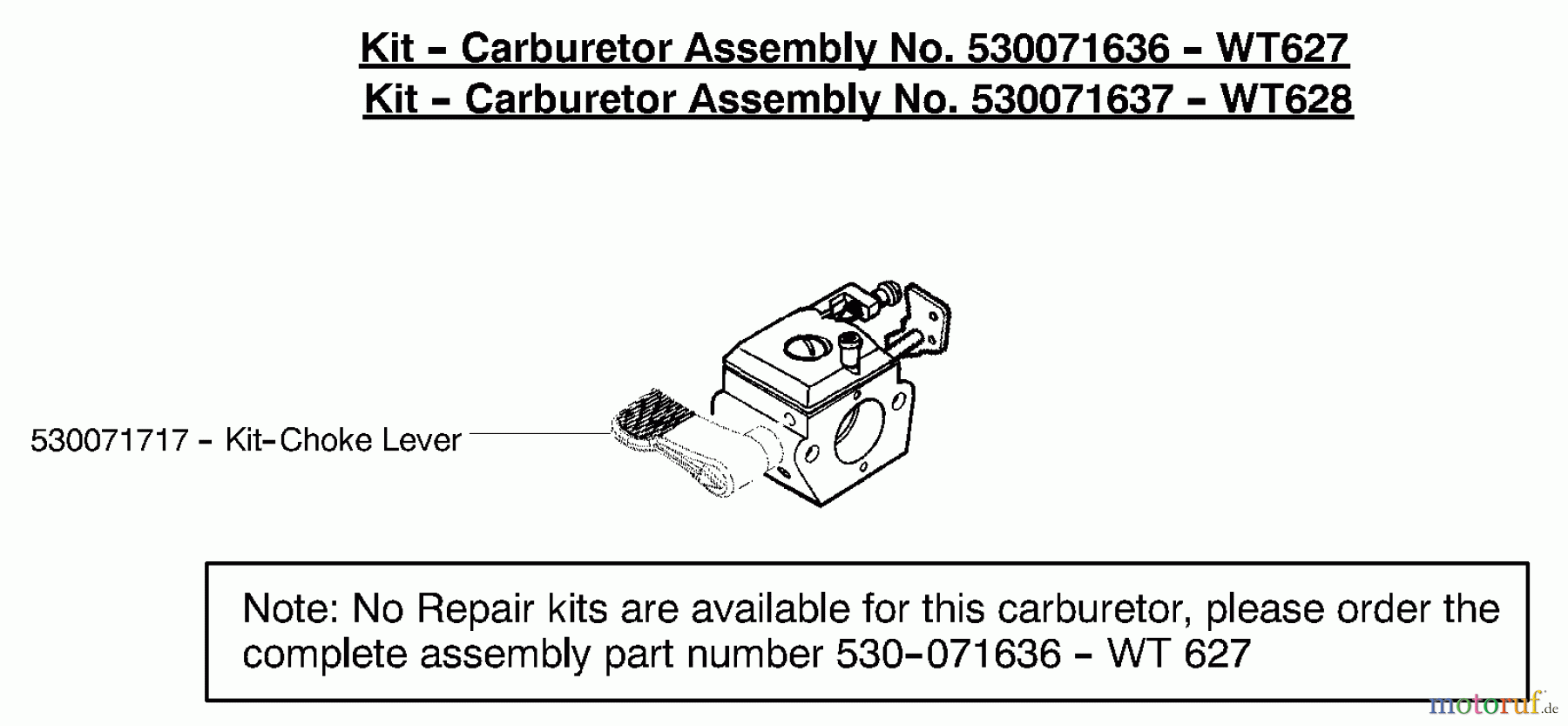 Poulan / Weed Eater Motorsensen, Trimmer PP035 - Poulan Pro String Trimmer Carburetor Assembly (WT627) P/N 530071636