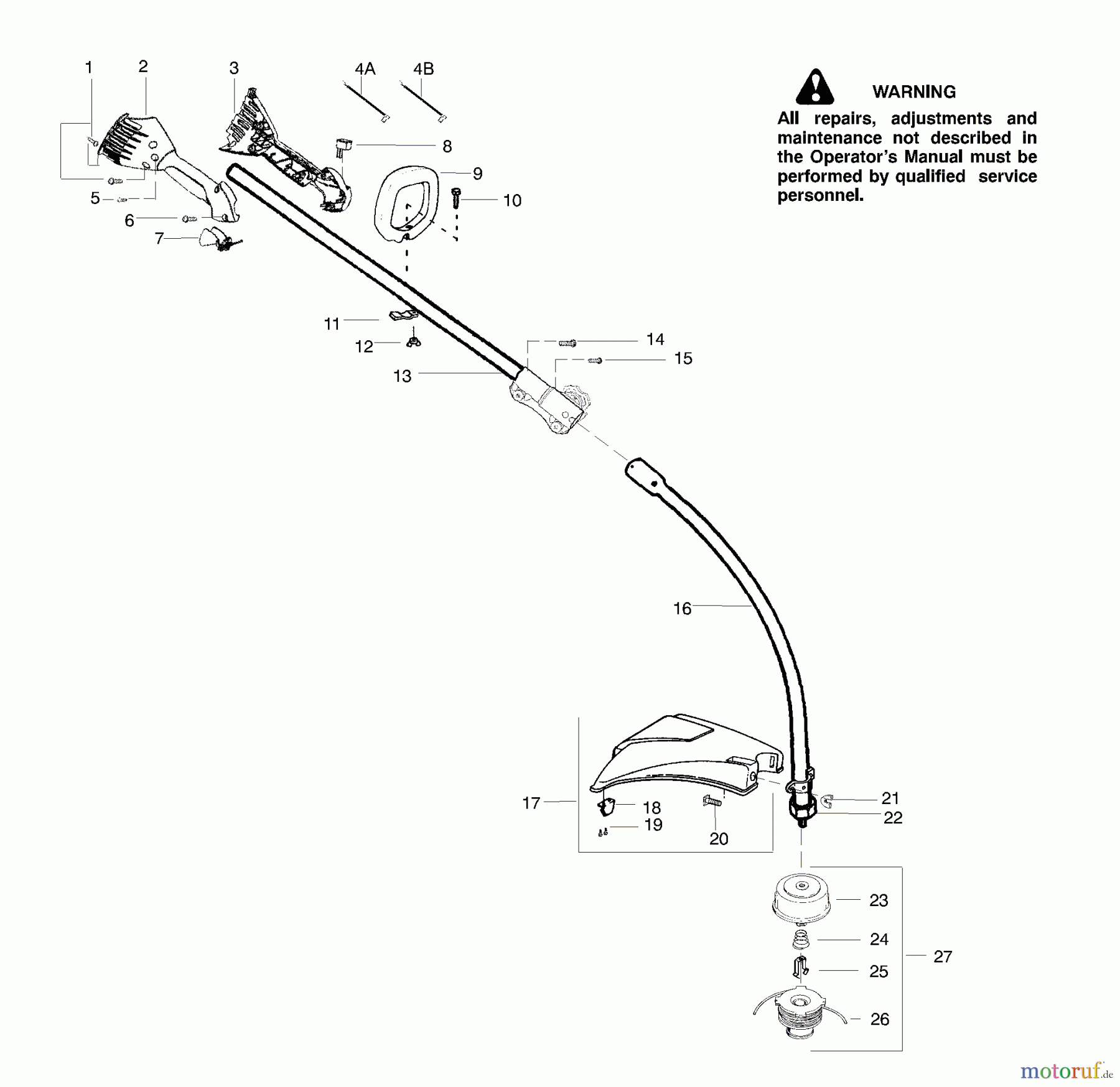 Poulan / Weed Eater Motorsensen, Trimmer PP035 - Poulan Pro String Trimmer Handle, Chassis & Bar Assembly