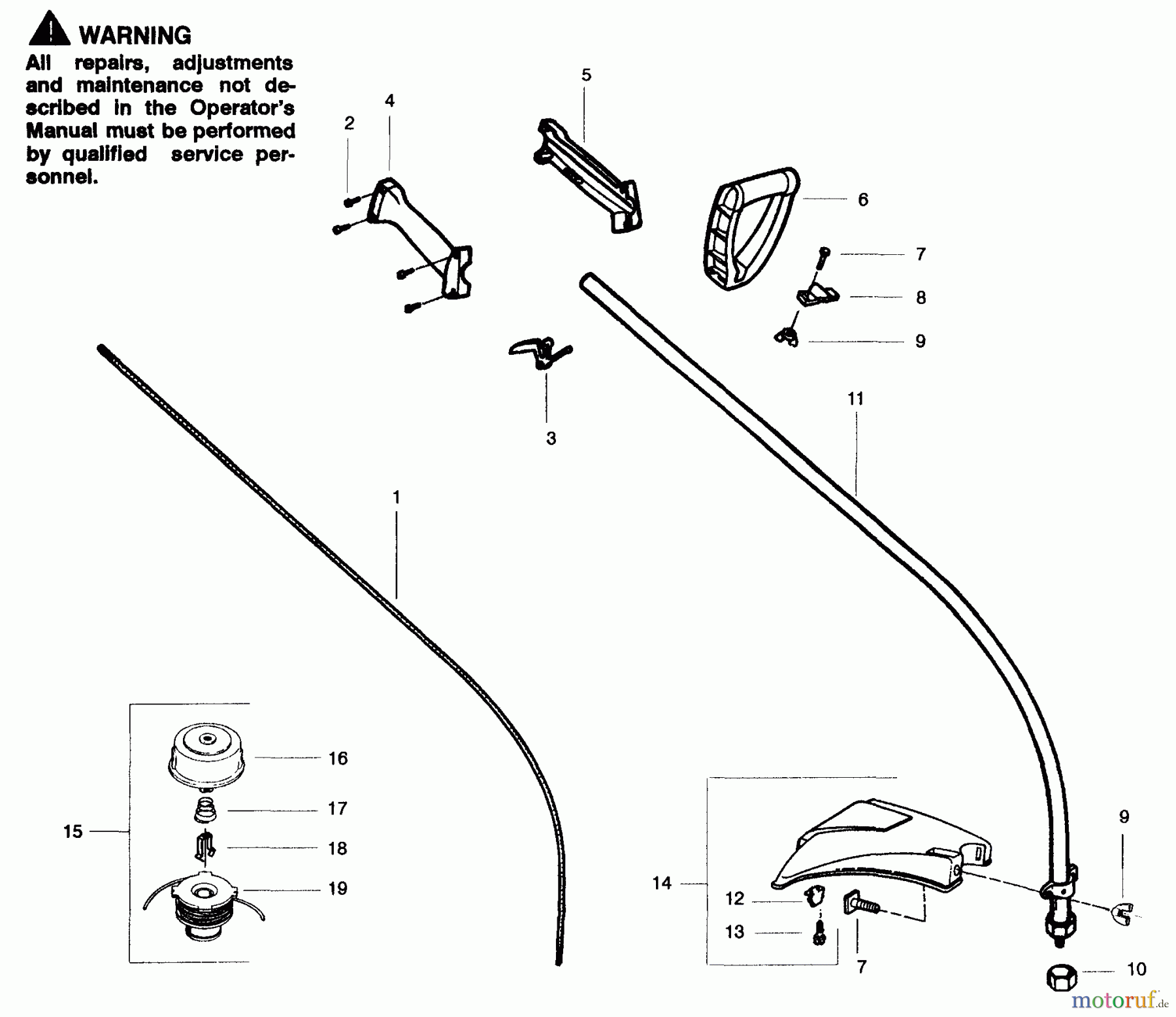 Poulan / Weed Eater Motorsensen, Trimmer PP110 - Poulan Pro String Trimmer Drive Shaft & Cutting Head
