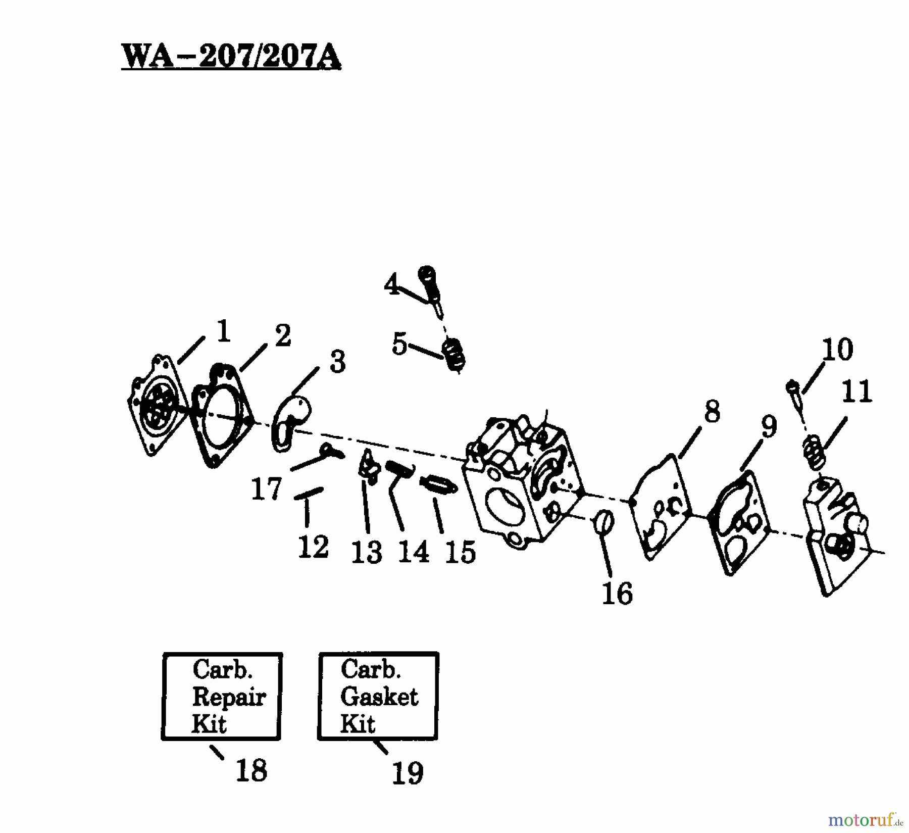 Poulan / Weed Eater Motorsensen, Trimmer PP111 - Poulan Pro String Trimmer CARBURETOR WA-207/207A