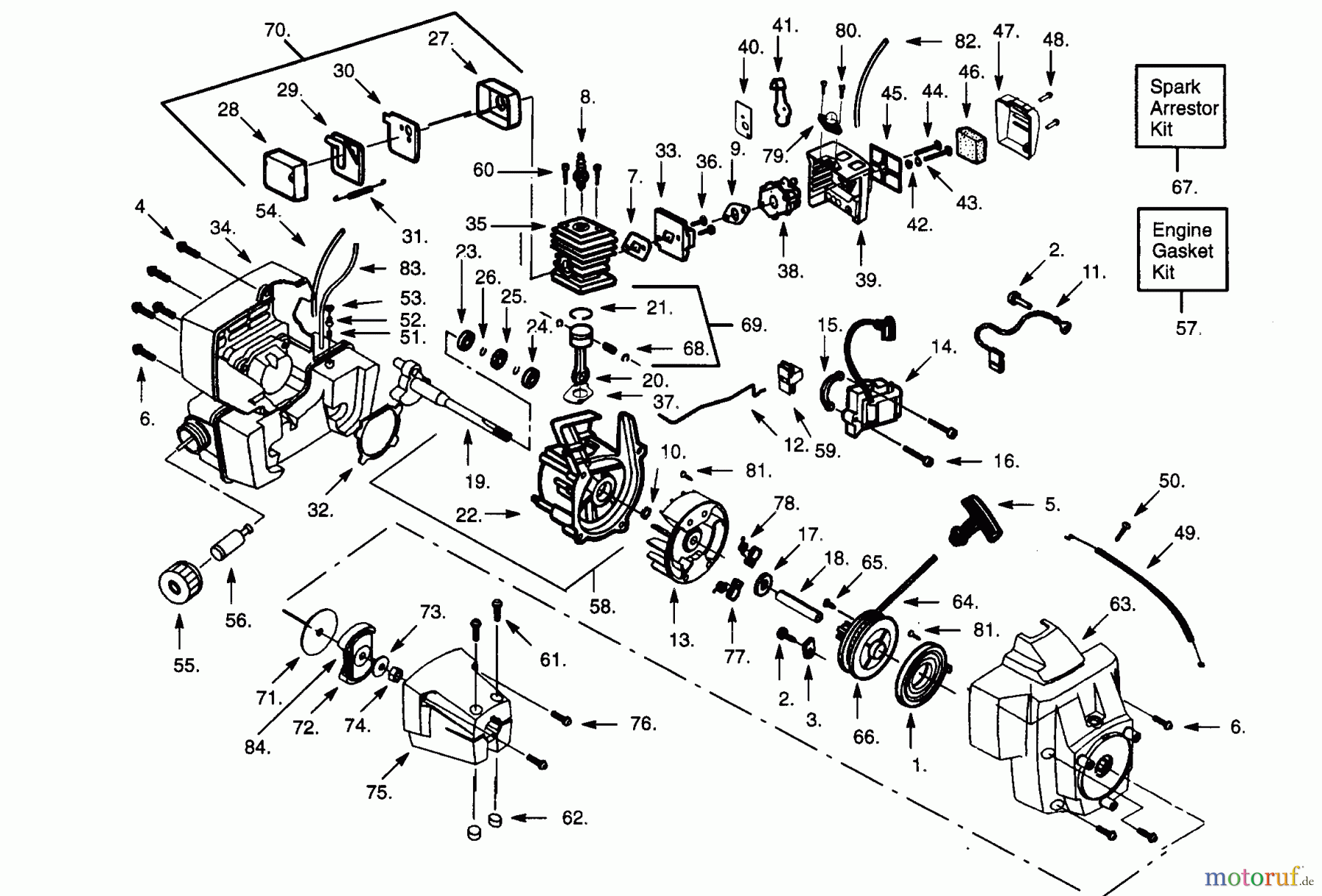 Poulan / Weed Eater Motorsensen, Trimmer PP115 - Poulan Pro String Trimmer ENGINE, & SHROUD