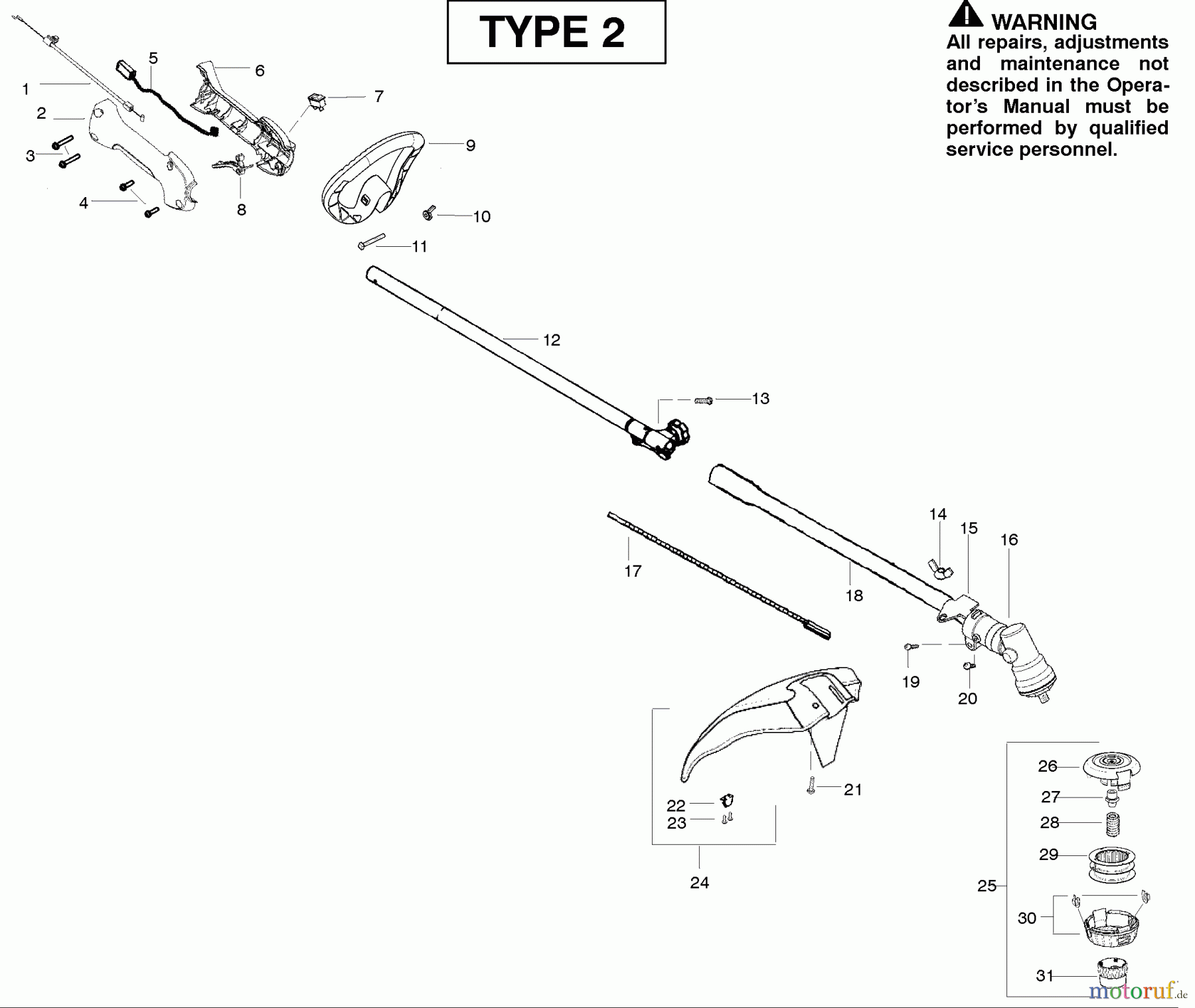 Poulan / Weed Eater Motorsensen, Trimmer PP125 (Type 2) - Poulan Pro String Trimmer Cutting Equipment Type 2