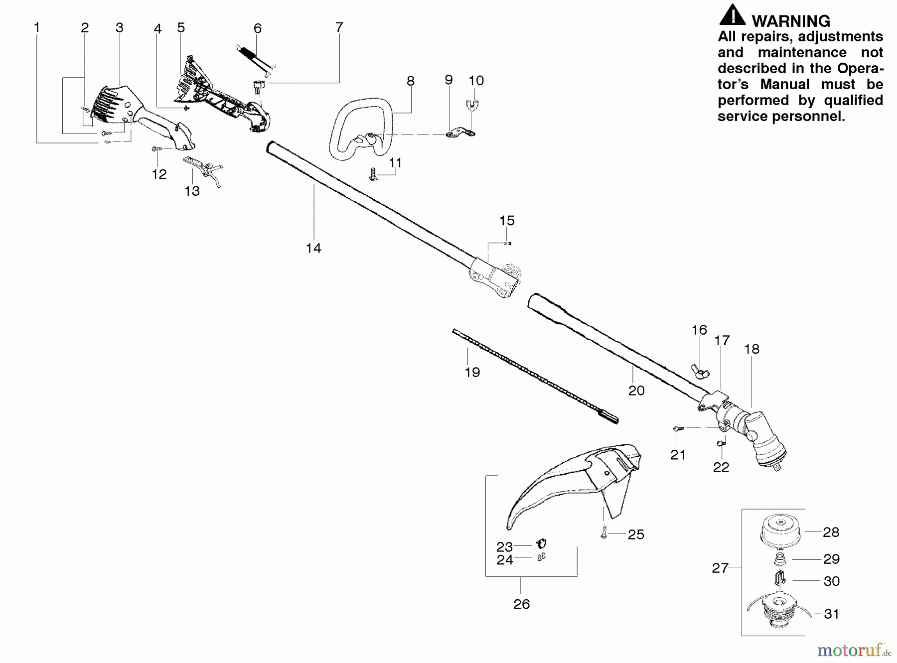  Poulan / Weed Eater Motorsensen, Trimmer PP136 - Poulan Pro String Trimmer Handle & Controls