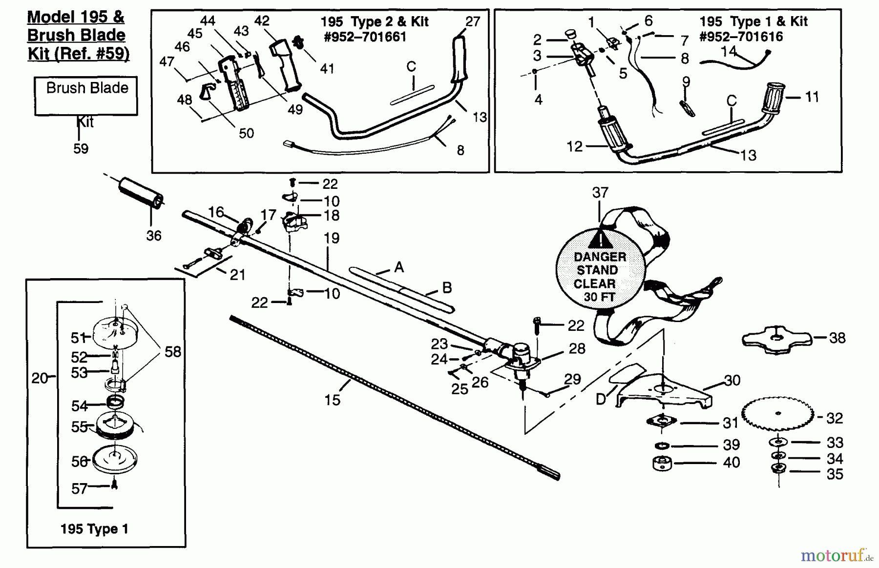 Poulan / Weed Eater Motorsensen, Trimmer PP195 - Poulan Pro String Trimmer CUTTING HEAD & DRIVE SHAFT
