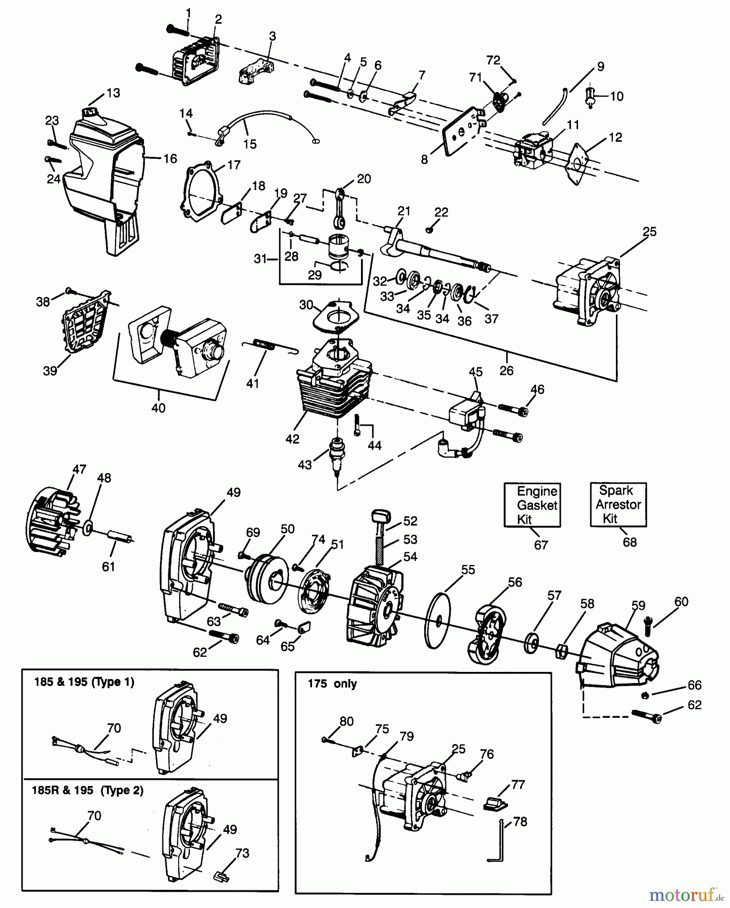 Poulan / Weed Eater Motorsensen, Trimmer PP185 - Poulan Pro String Trimmer ENGINE BLOCK & SHROUD