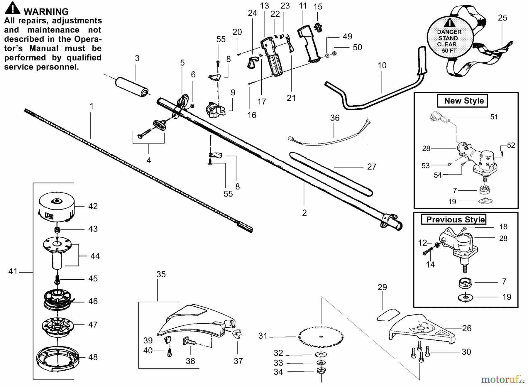 Poulan / Weed Eater Motorsensen, Trimmer PP196 - Poulan Pro String Trimmer Drive Shaft & Cutting Head