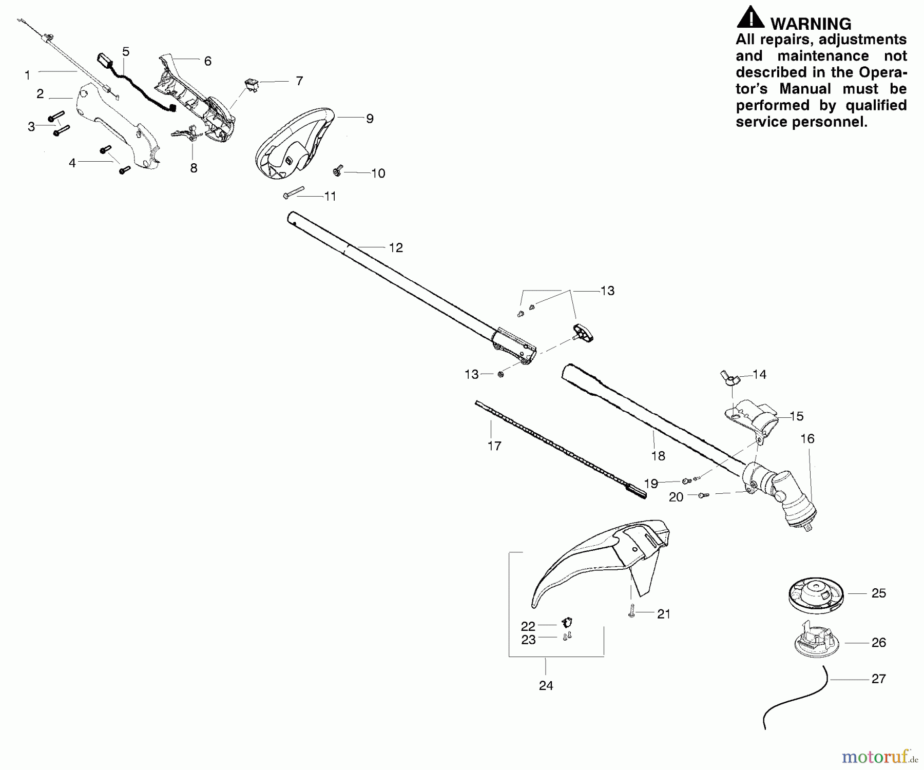 Poulan / Weed Eater Motorsensen, Trimmer PP25SFA (967185701) - Poulan Pro String Trimmer (2013-06) SHAFT HANDLE
