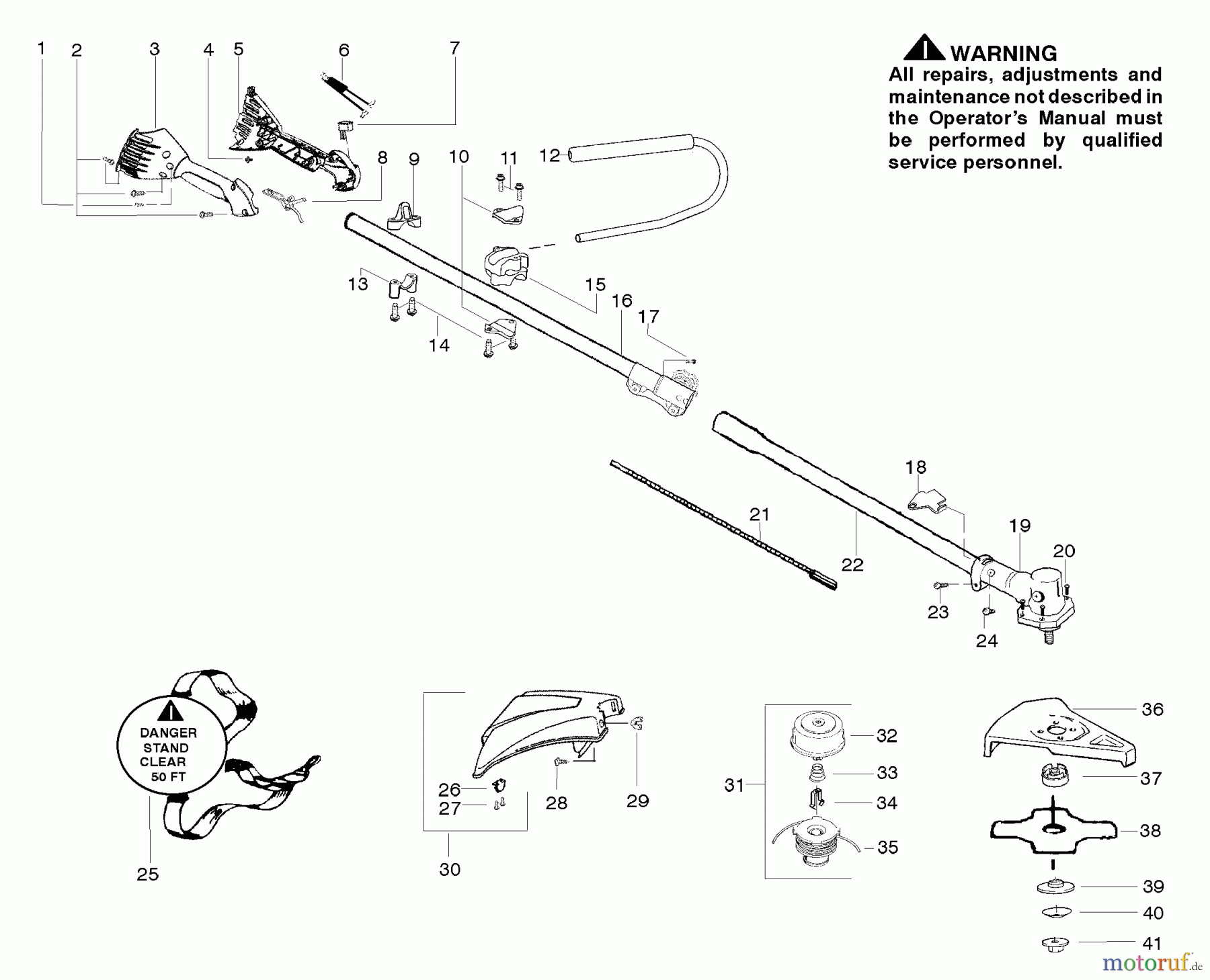 Poulan / Weed Eater Motorsensen, Trimmer PPB300 - Poulan Pro String Trimmer Handle / Shaft Assembly