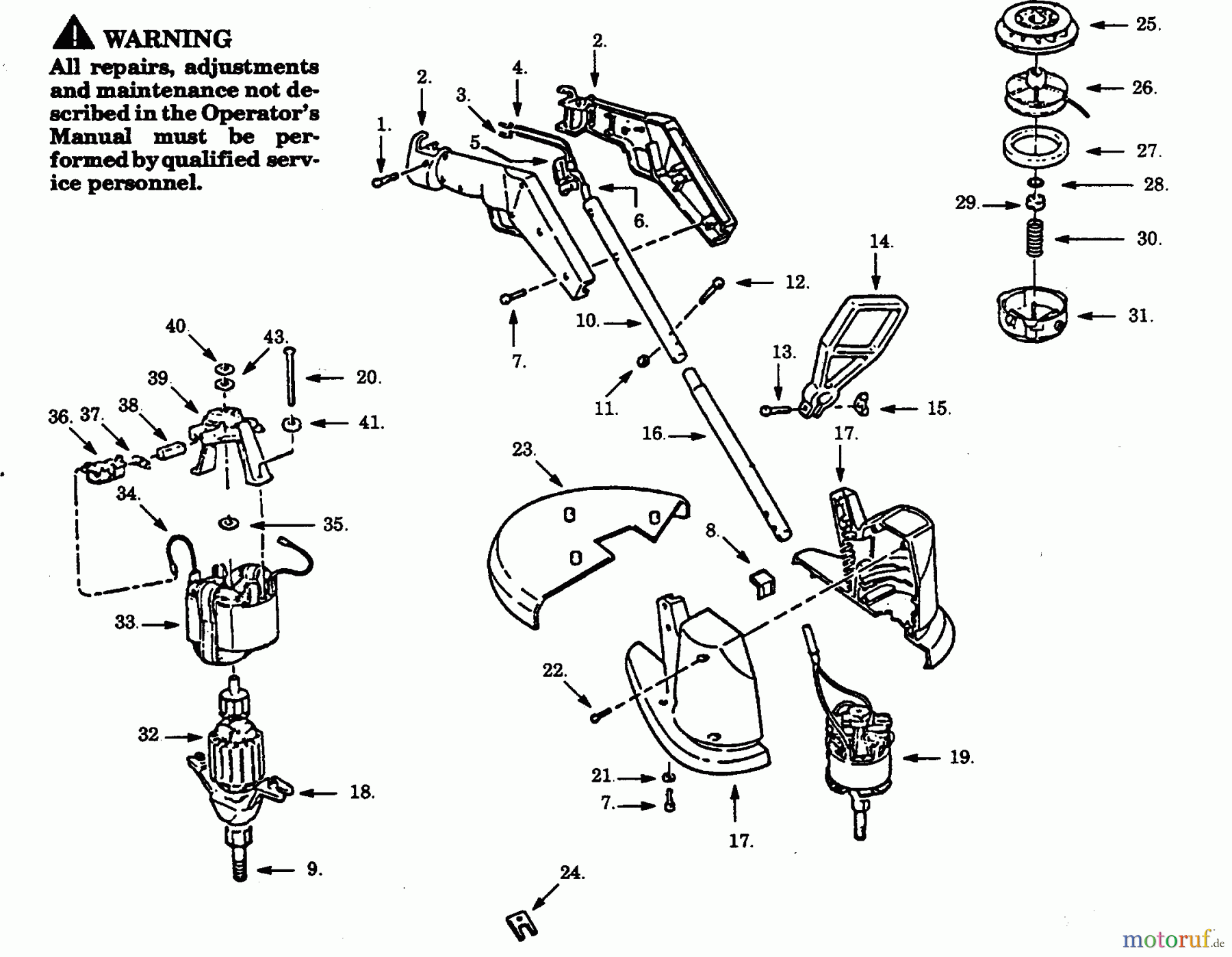 Poulan / Weed Eater Motorsensen, Trimmer PT100C-00 - Poulan Pro Electric Trimmer TRIMMER ASSEMBLY