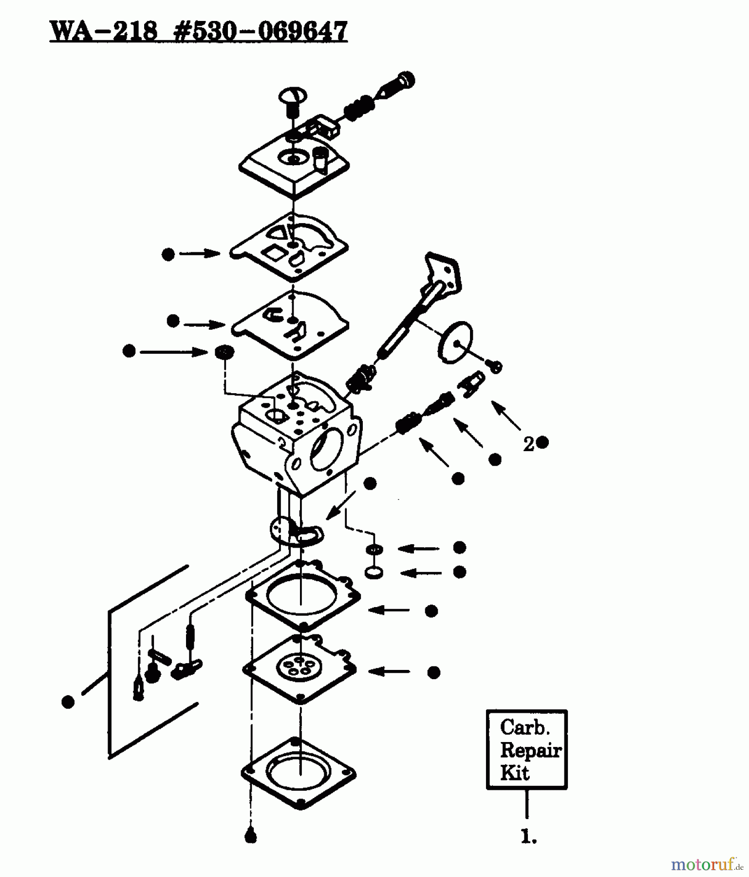 Poulan / Weed Eater Motorsensen, Trimmer PT112 - Poulan Pro String Trimmer CARBURETOR WA-218