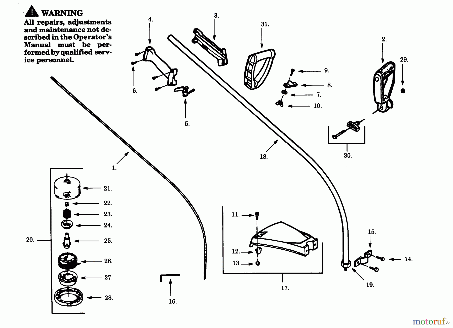Poulan / Weed Eater Motorsensen, Trimmer PT112 - Poulan Pro String Trimmer DRIVE SHAFT & CUTTING HEAD