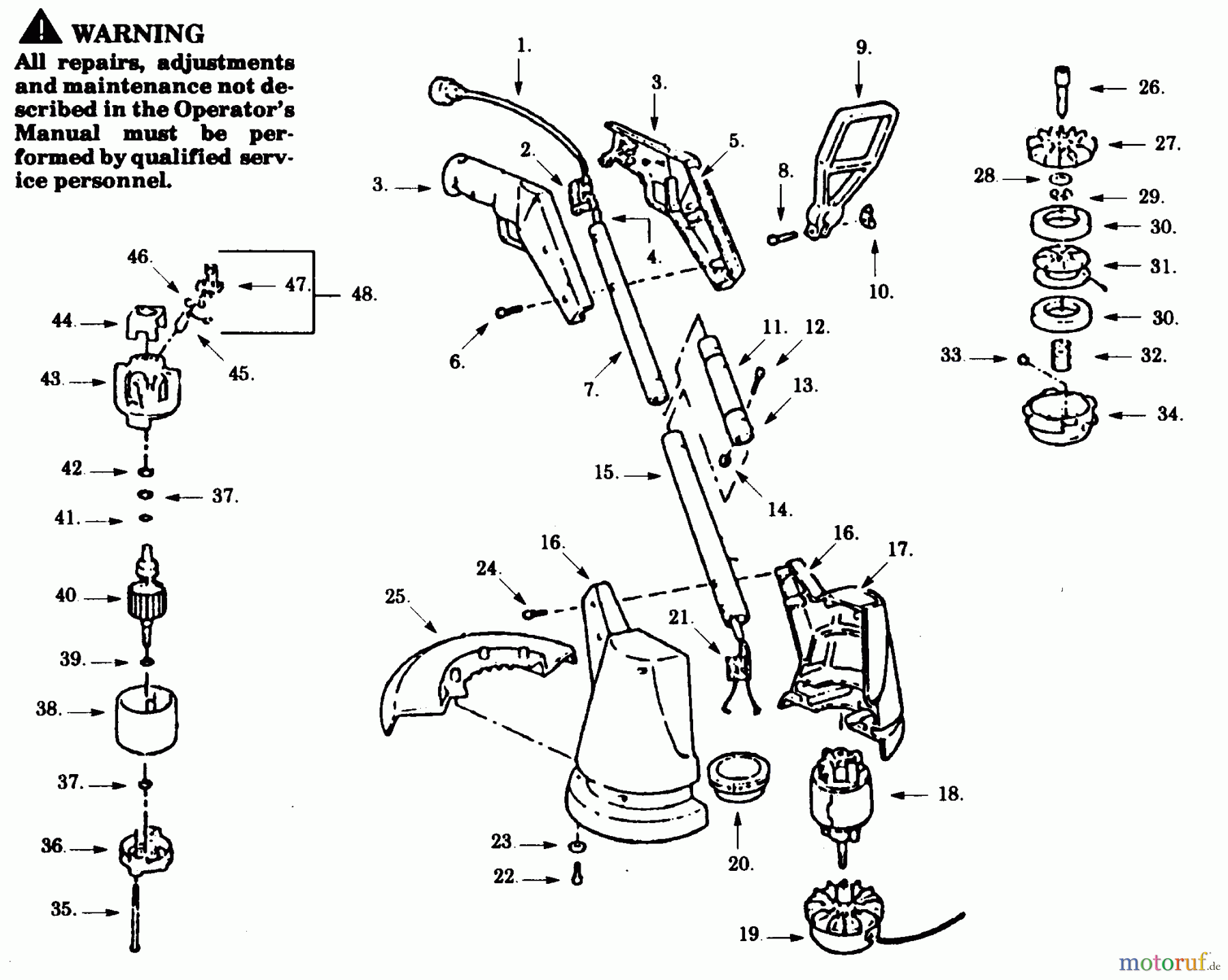 Poulan / Weed Eater Motorsensen, Trimmer PT140-00 - Paramount Electric Trimmer TRIMMER ASSEMBLY