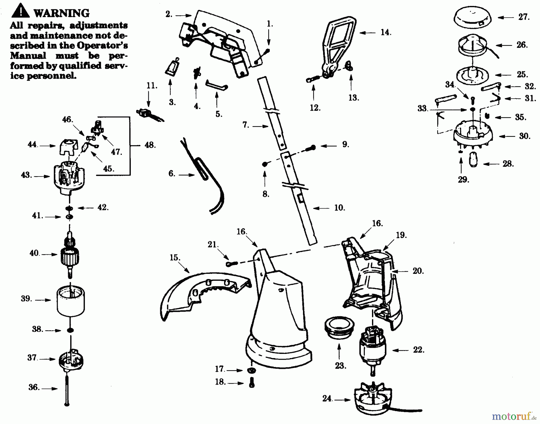 Poulan / Weed Eater Motorsensen, Trimmer PT140-03 - Paramount Electric Trimmer TRIMMER ASSEMBLY