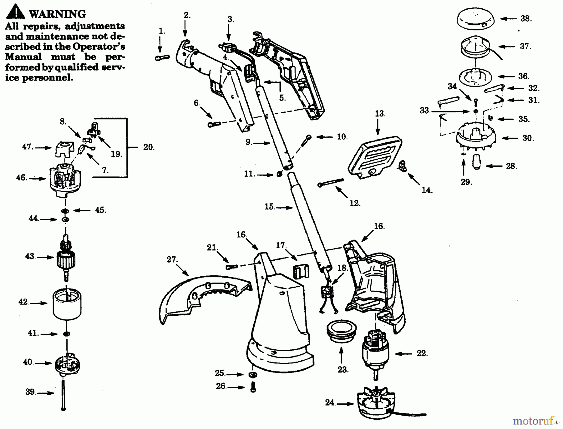 Poulan / Weed Eater Motorsensen, Trimmer PT142C-00 - Paramount Electric Trimmer TRIMMER/BRUSHCUTTER ASSEMBLY