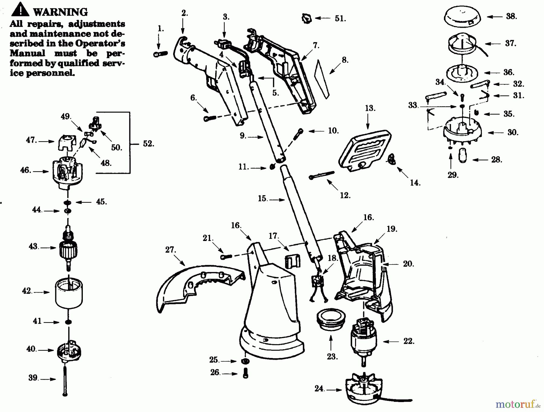 Poulan / Weed Eater Motorsensen, Trimmer PT162-01 - Paramount Electric Trimmer TRIMMER ASSEMBLY