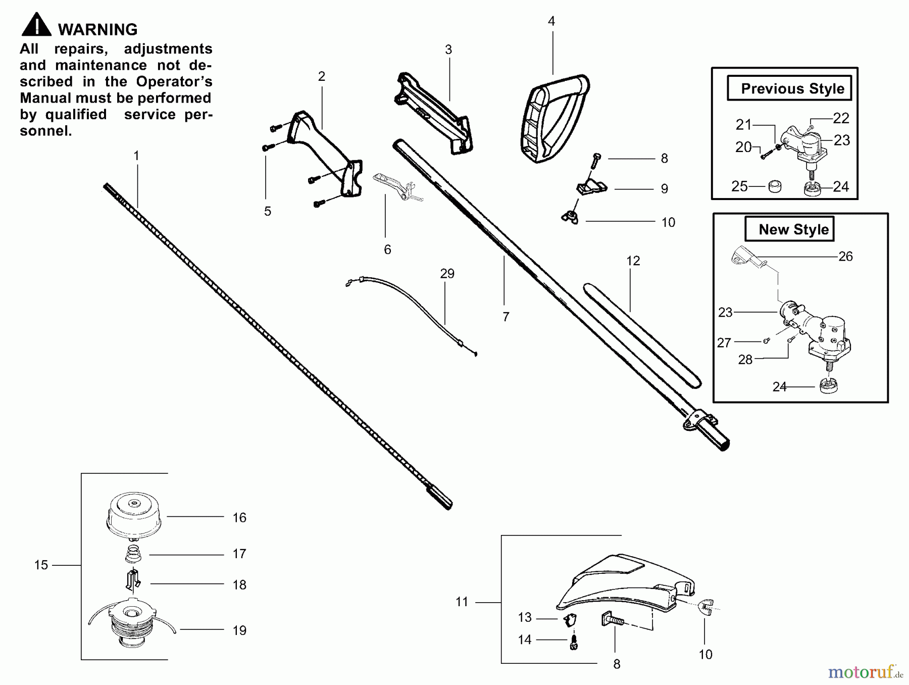 Poulan / Weed Eater Motorsensen, Trimmer PT17 - Poulan String Trimmer Driveshaft & Cutting Head