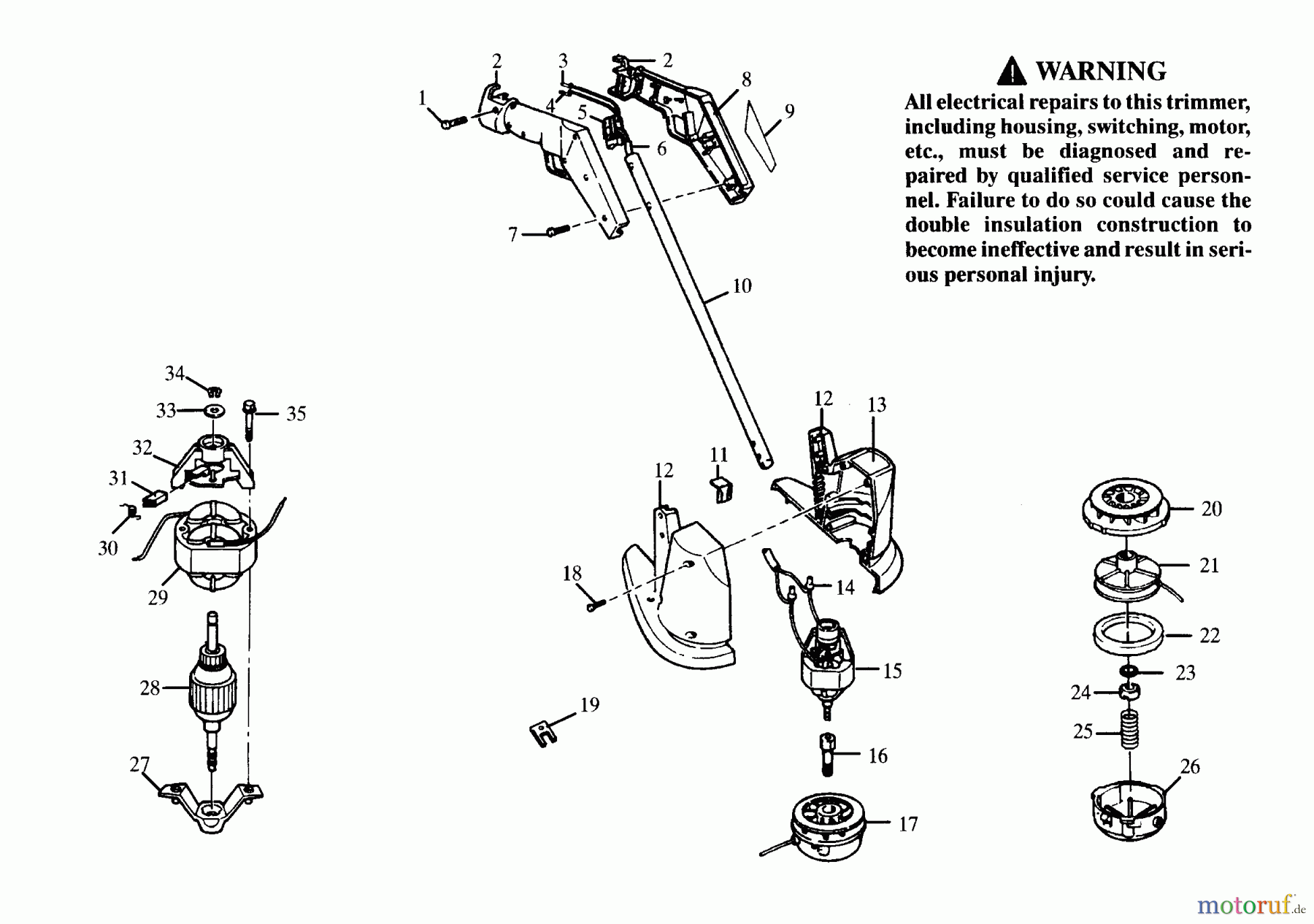 Poulan / Weed Eater Motorsensen, Trimmer PT90 - Paramount Electric Trimmer TRIMMER ASSEMBLY