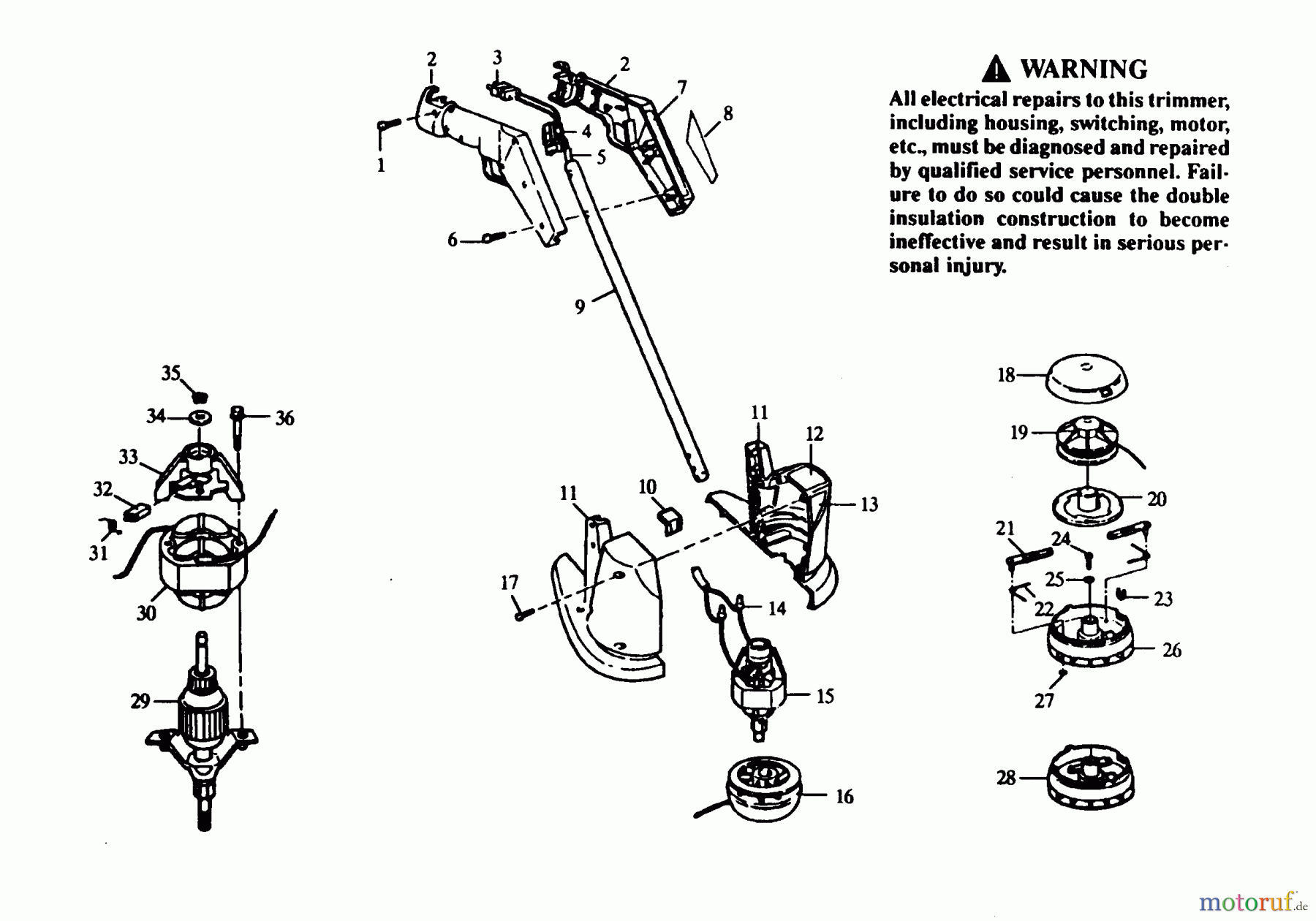 Poulan / Weed Eater Motorsensen, Trimmer PT90-02 - Paramount Electric Trimmer TRIMMER ASSEMBLY