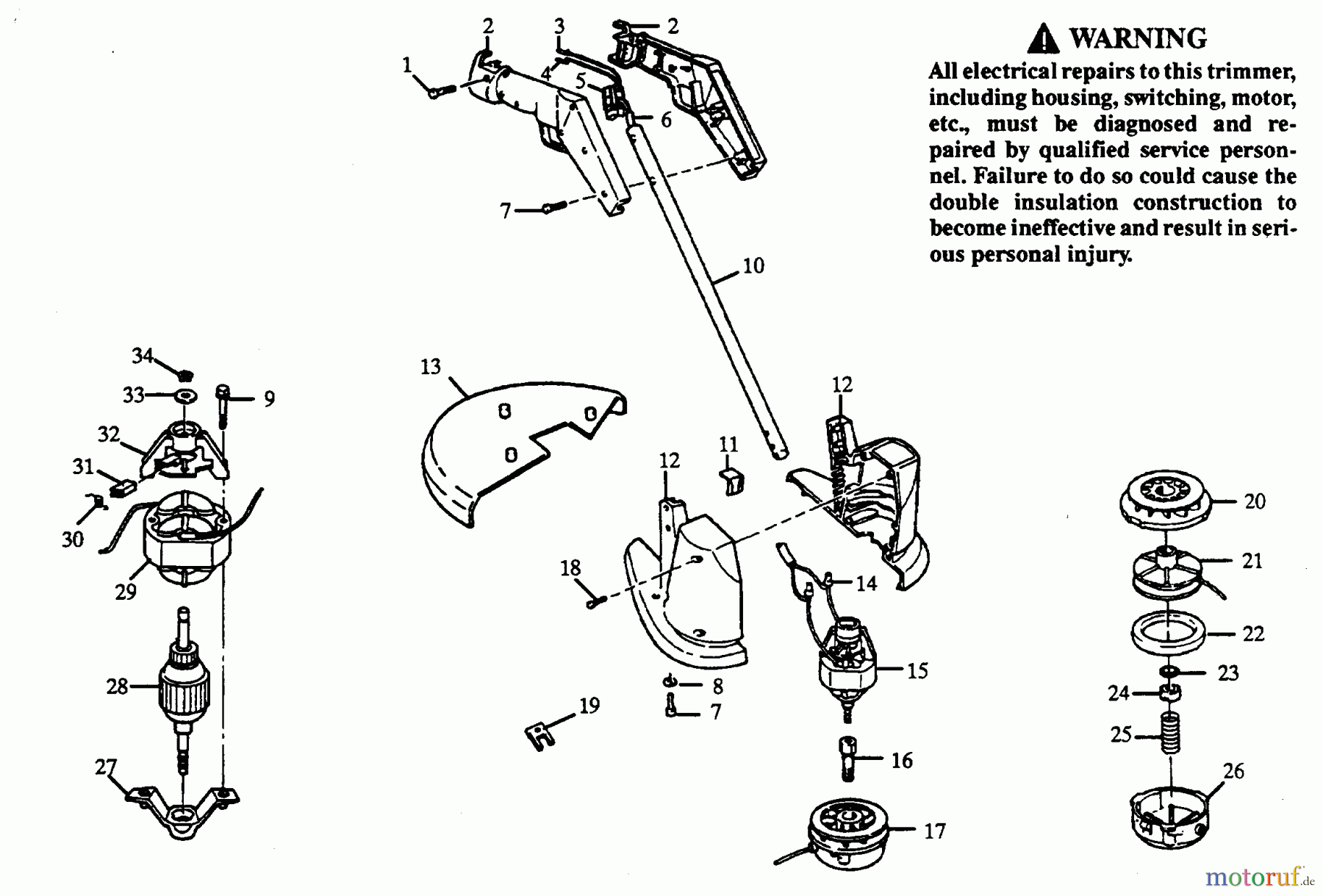 Poulan / Weed Eater Motorsensen, Trimmer PT90C-00 - Paramount Electric Trimmer TRIMMER ASSEMBLY