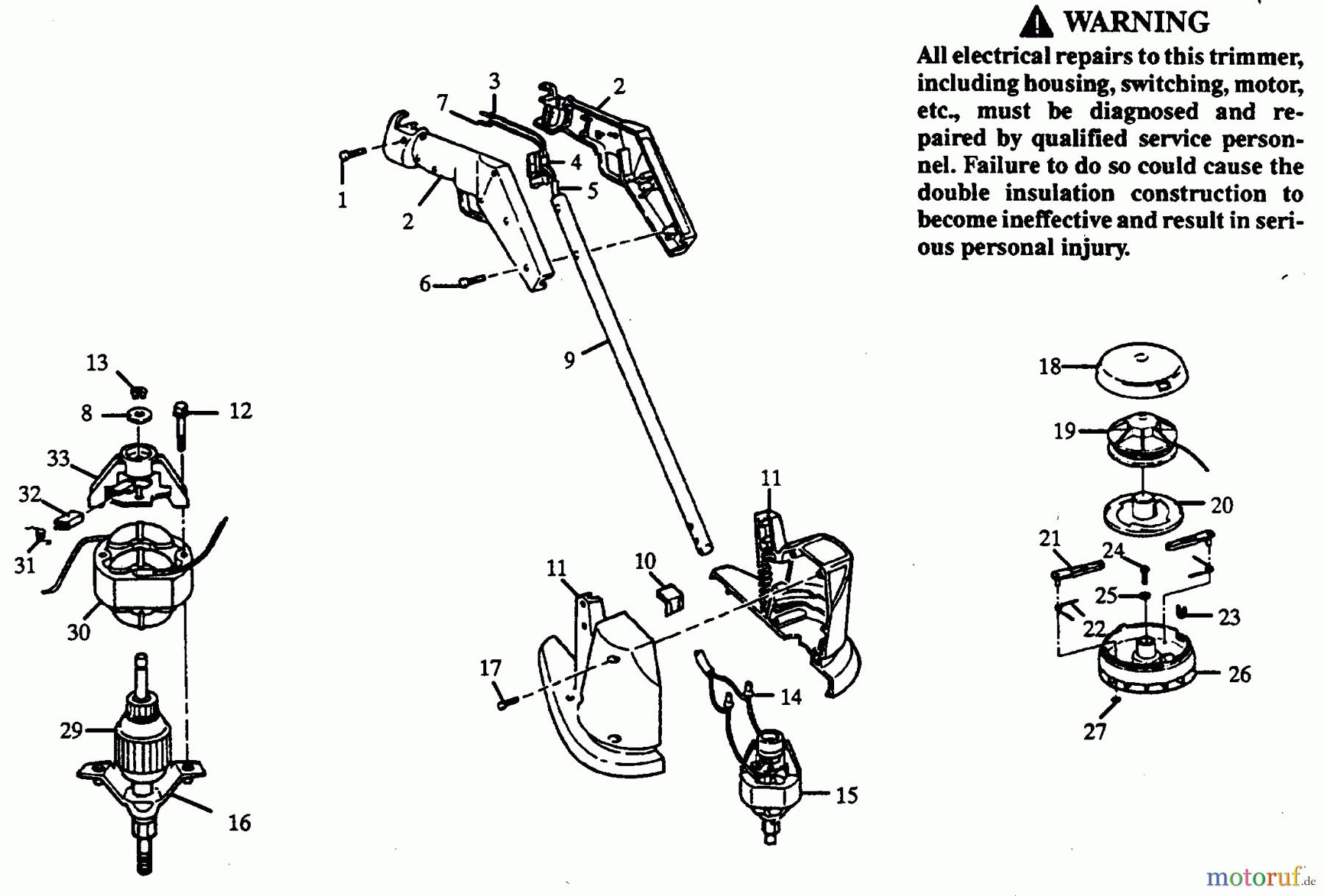 Poulan / Weed Eater Motorsensen, Trimmer PT92C-00 - Paramount Electric Trimmer TRIMMER ASSEMBLY