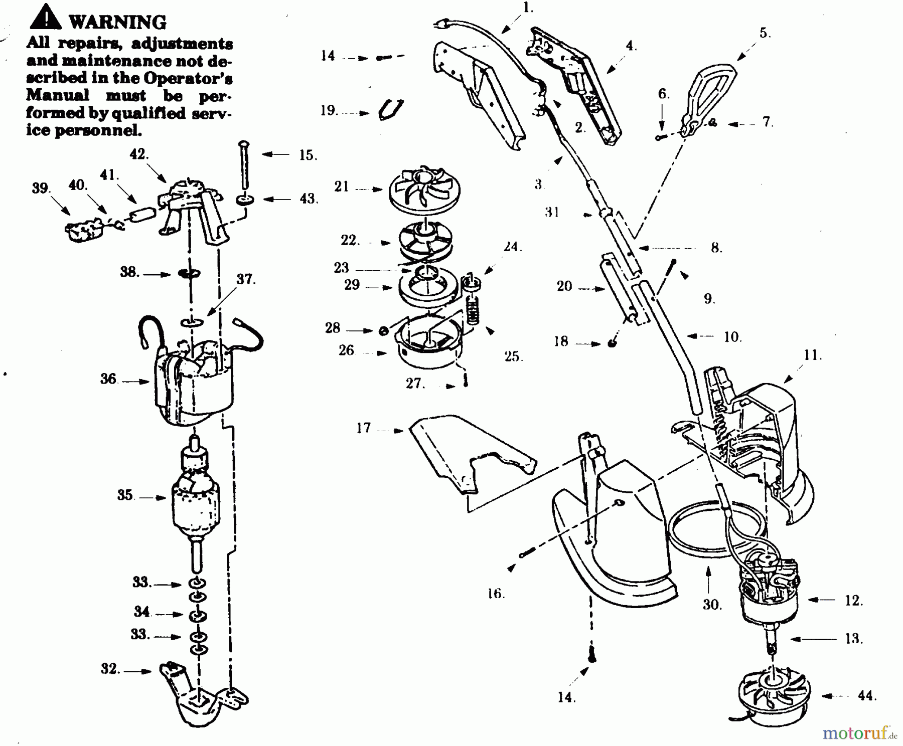 Poulan / Weed Eater Motorsensen, Trimmer RS120-00 - Paramount Electric Trimmer TRIMMER ASSEMBLY