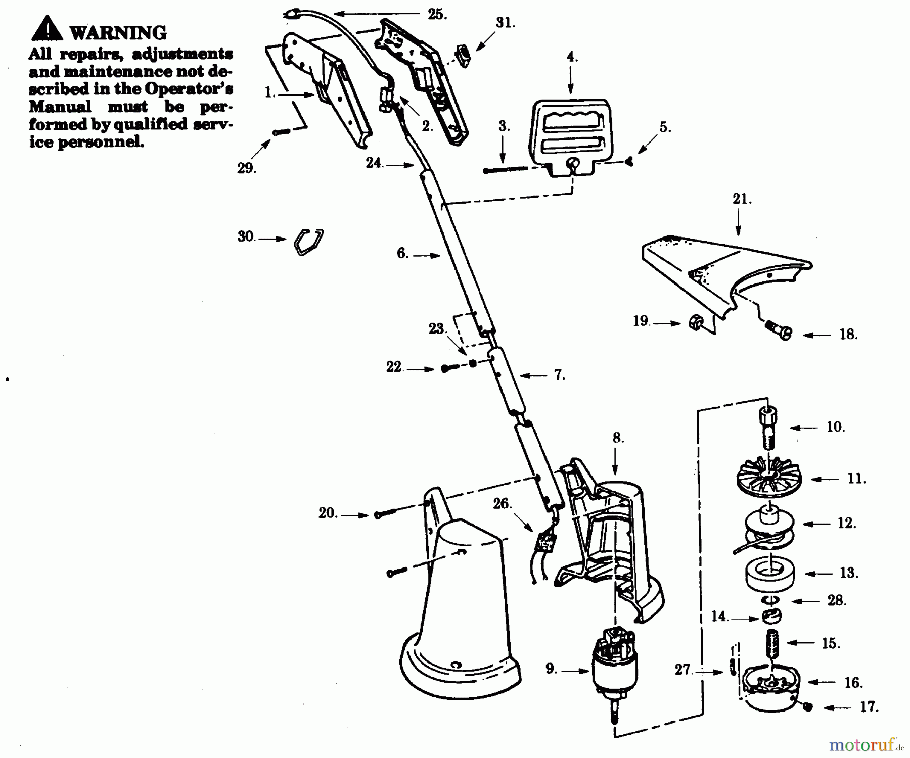 Poulan / Weed Eater Motorsensen, Trimmer RS160X-00 - Paramount Electric Trimmer TRIMMER ASSEMBLY