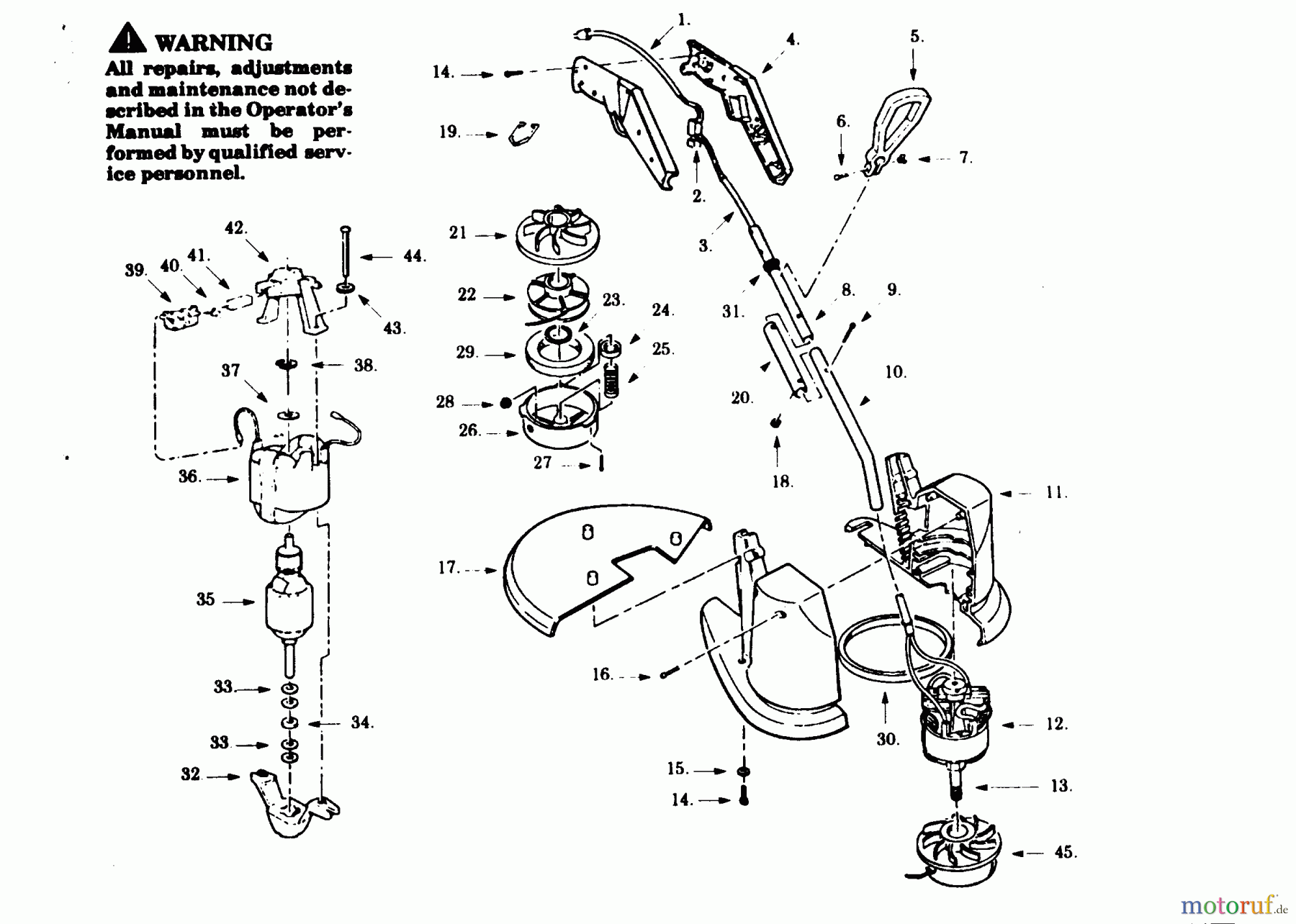 Poulan / Weed Eater Motorsensen, Trimmer SK120-01 - Paramount Electric Trimmer TRIMMER ASSEMBLY