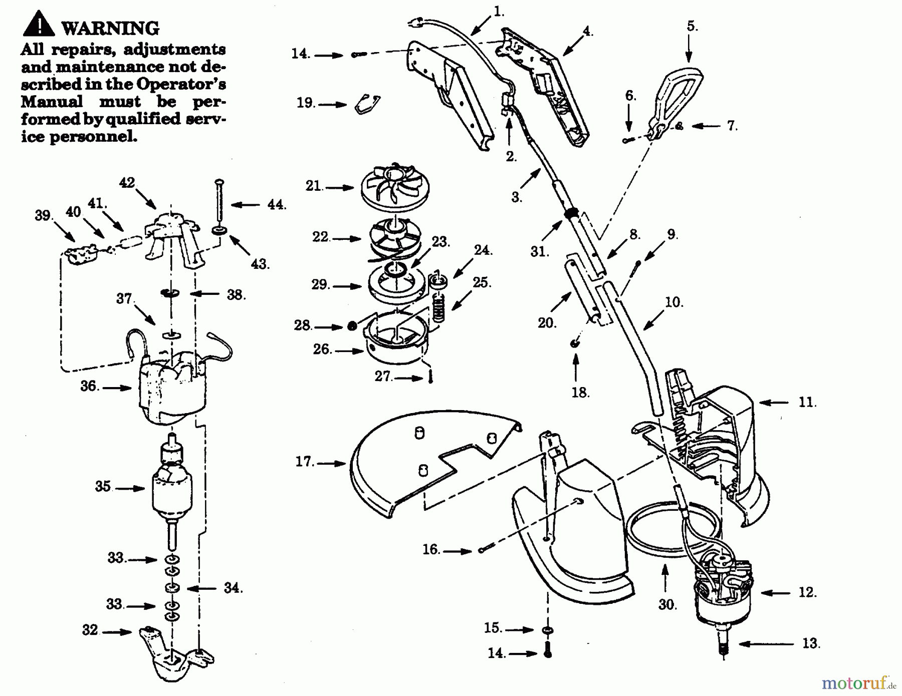 Poulan / Weed Eater Motorsensen, Trimmer SK120C-00 - Paramount Electric Trimmer TRIMMER ASSEMBLY