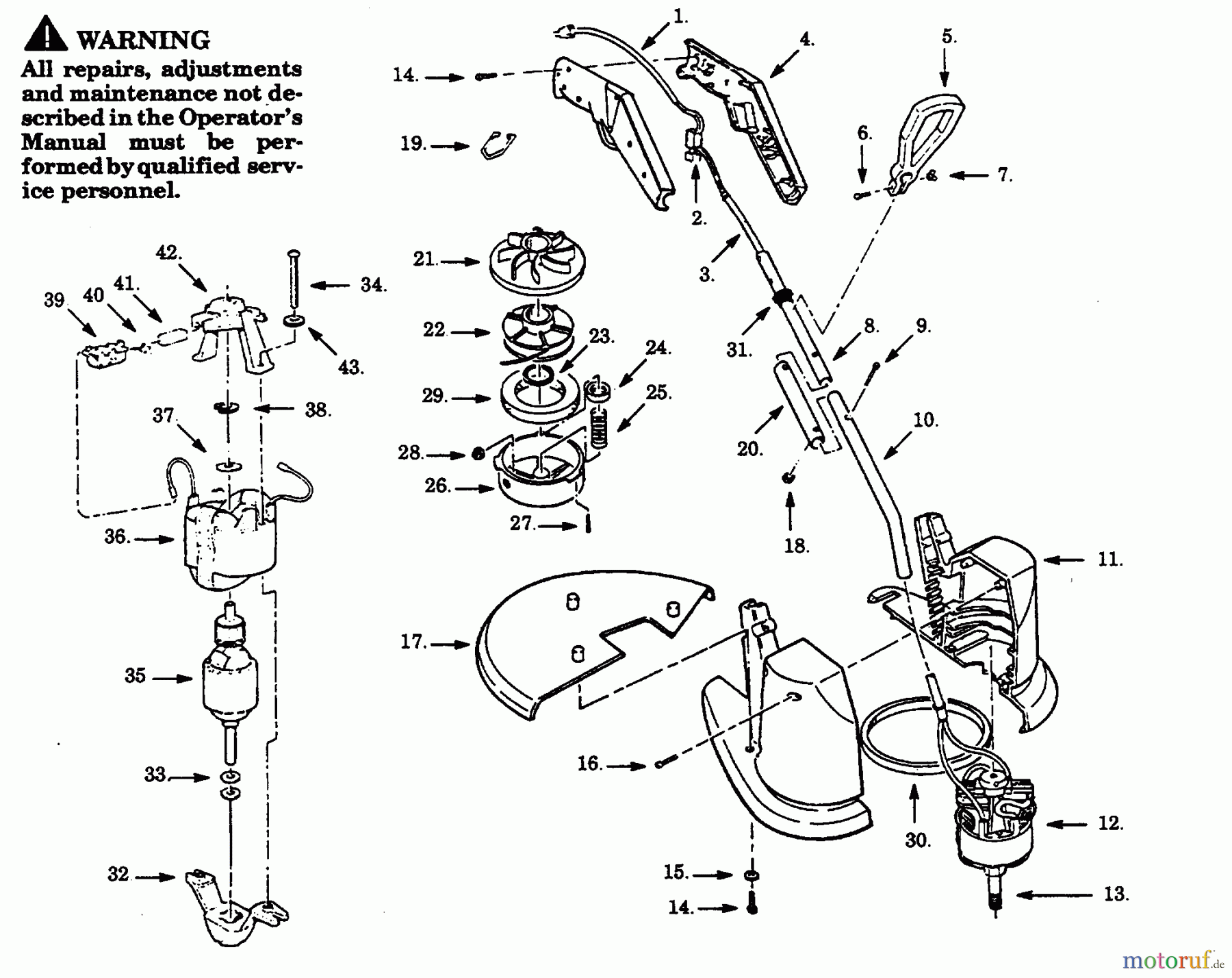 Poulan / Weed Eater Motorsensen, Trimmer SK120C-02 - Paramount Electric Trimmer TRIMMER ASSEMBLY