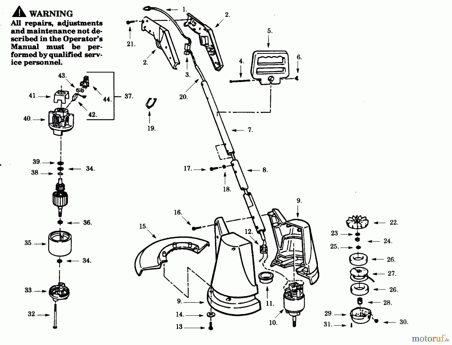 Poulan / Weed Eater Motorsensen, Trimmer SK140-01 - Paramount Electric Trimmer TRIMMER ASSEMBLY
