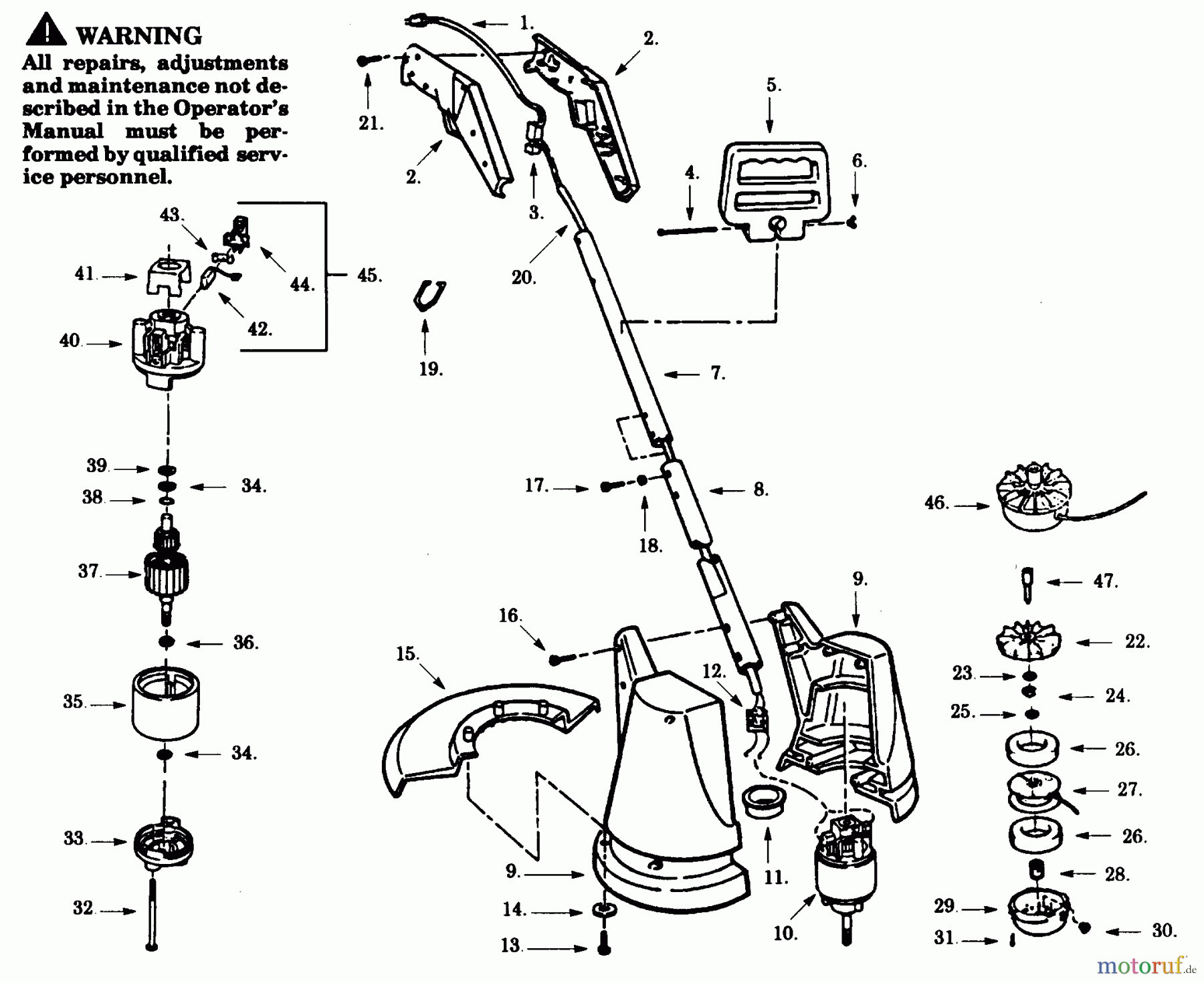 Poulan / Weed Eater Motorsensen, Trimmer SK140-02 - Paramount Electric Trimmer TRIMMER ASSEMBLY