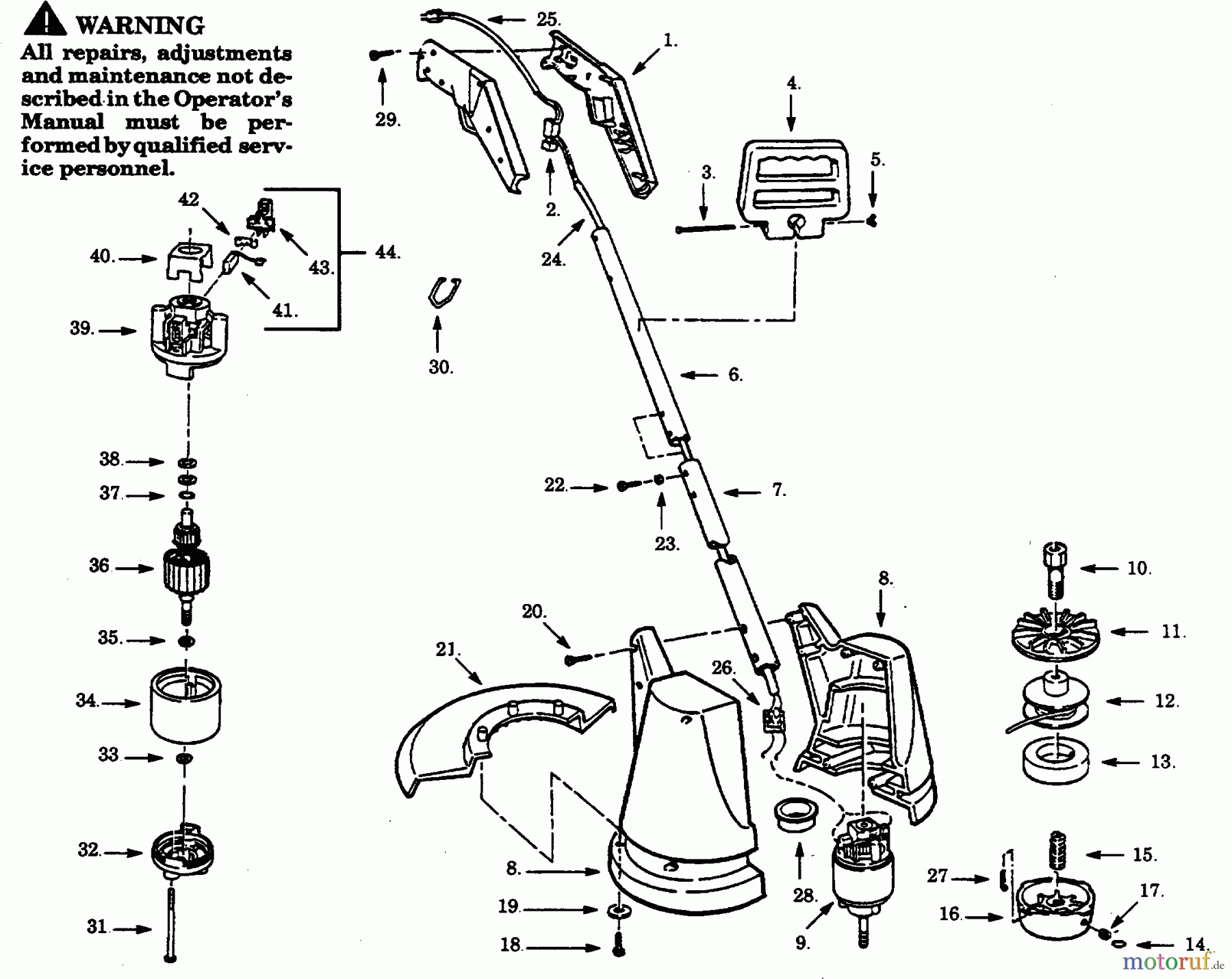 Poulan / Weed Eater Motorsensen, Trimmer SK140C-00 - Paramount Electric Trimmer TRIMMER ASSEMBLY