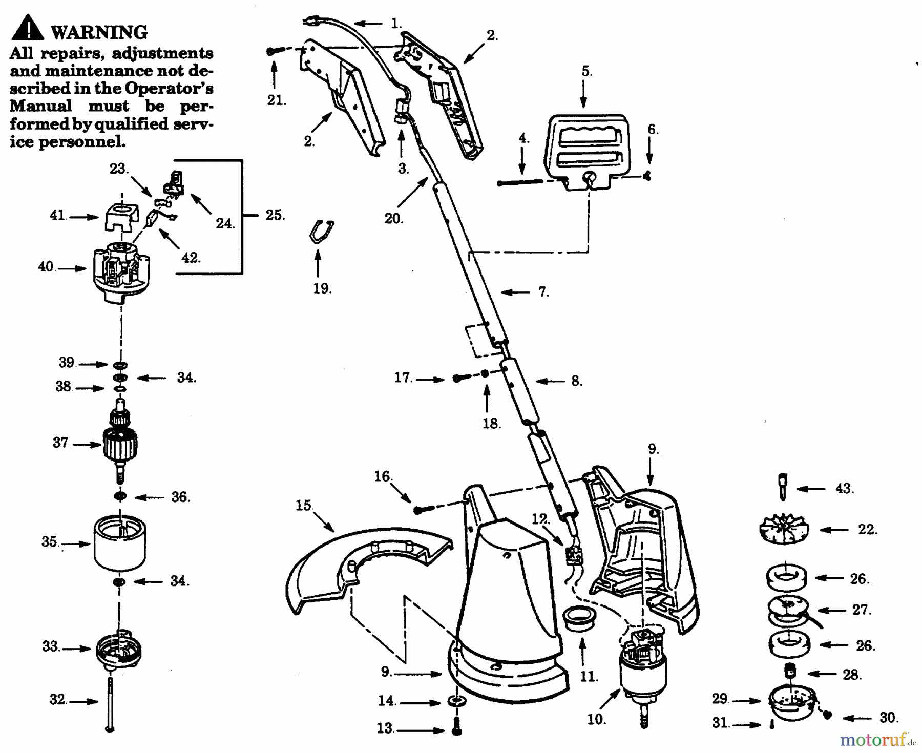 Poulan / Weed Eater Motorsensen, Trimmer SK140C-02 - Paramount Electric Trimmer TRIMMER ASSEMBLY