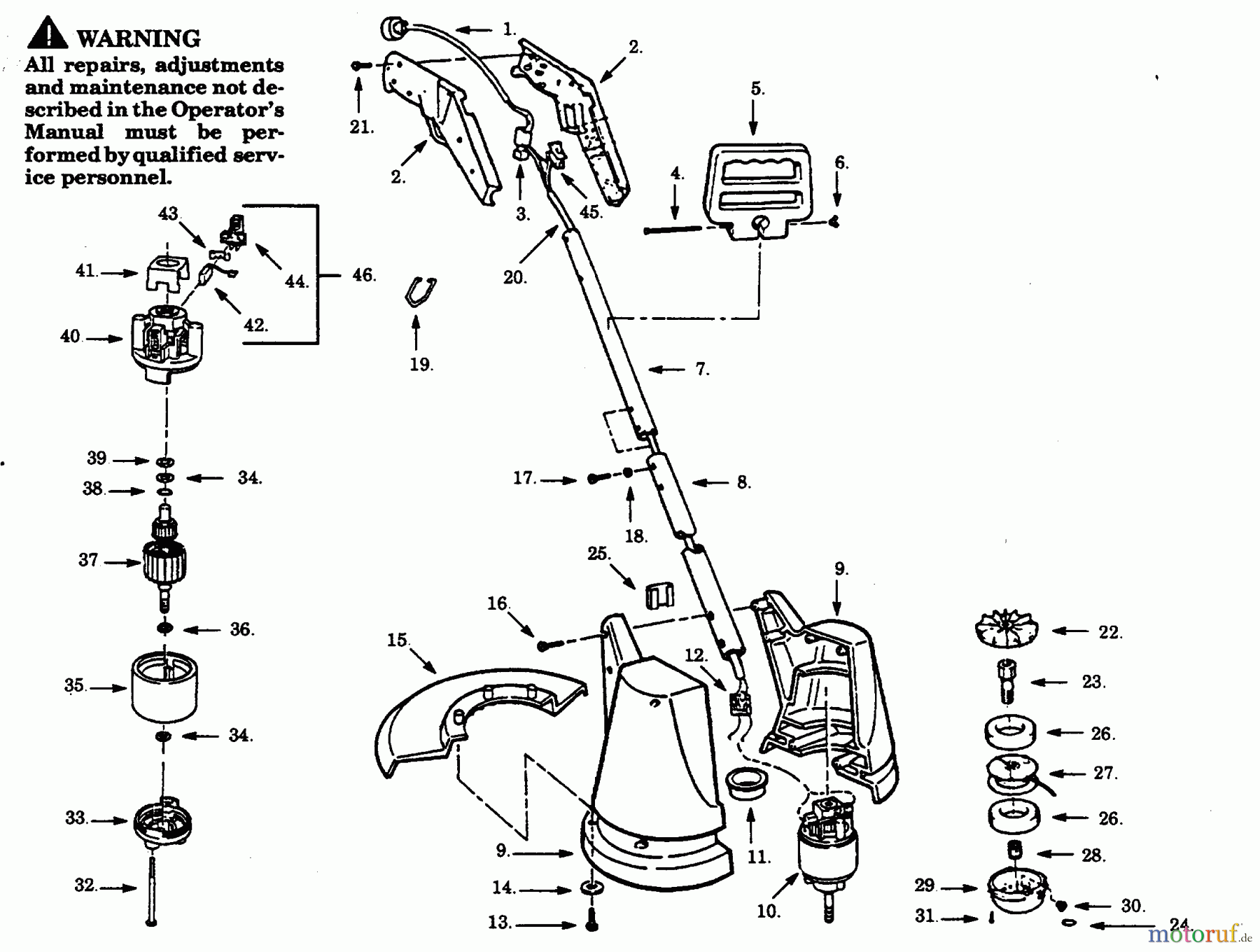 Poulan / Weed Eater Motorsensen, Trimmer SK160C-02 - Paramount Electric Trimmer TRIMMER ASSEMBLY