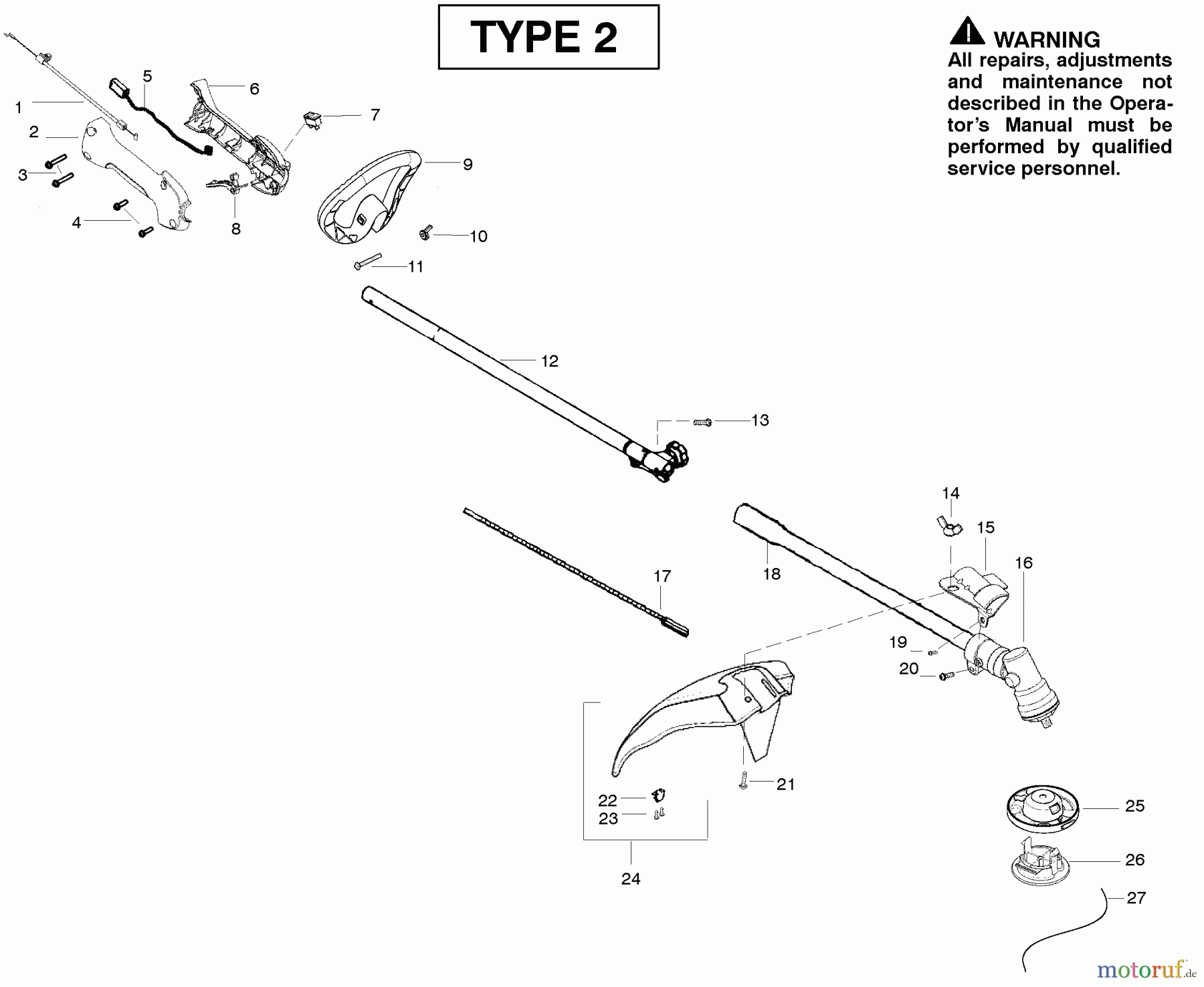 Poulan / Weed Eater Motorsensen, Trimmer SM706 (Type 2) - Poulan Pro String Trimmer Shaft Type 2