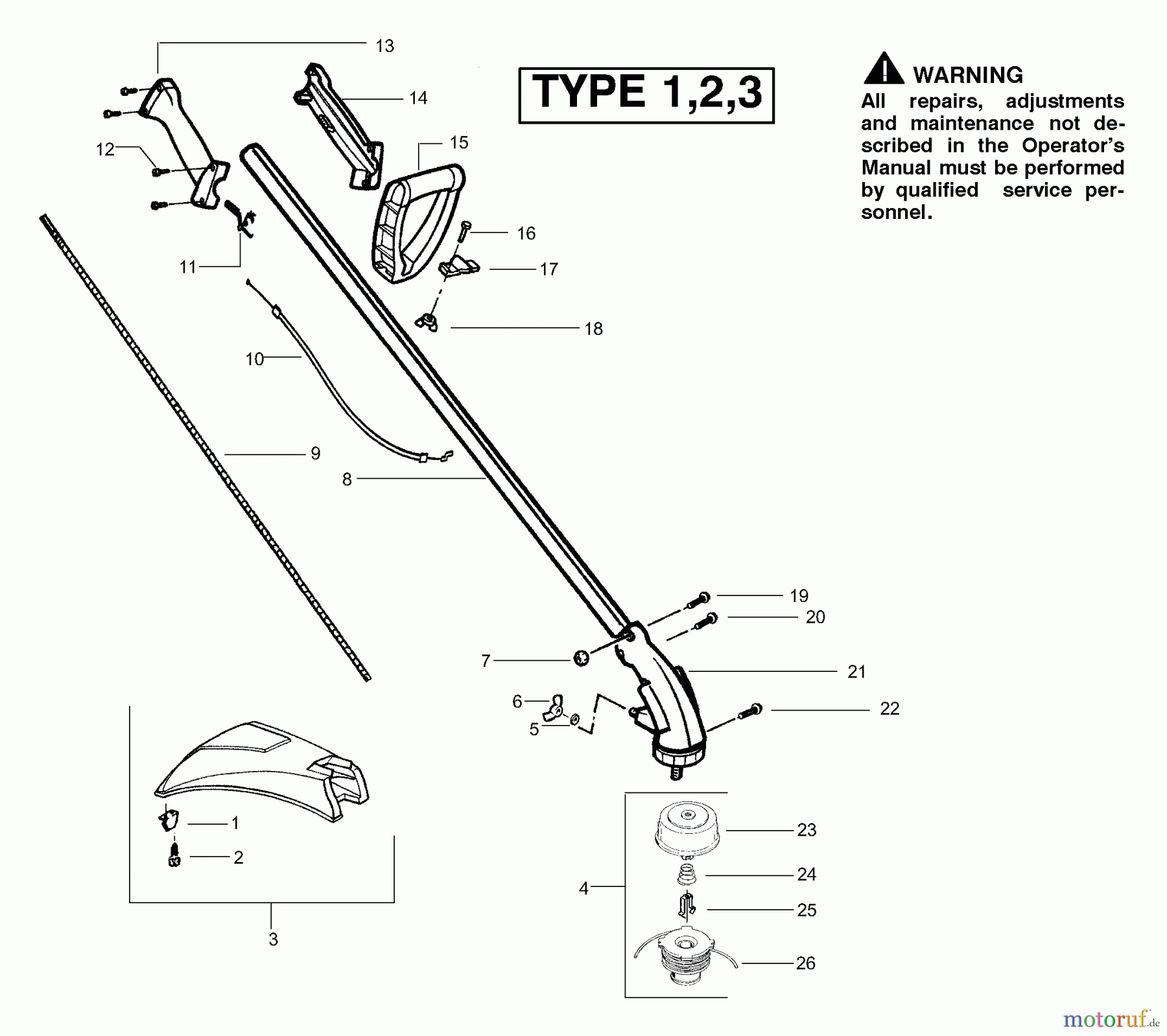 Poulan / Weed Eater Motorsensen, Trimmer SST (Type 2) - Weed Eater Featherlite LE String Trimmer Drive Shaft & Cutting Head