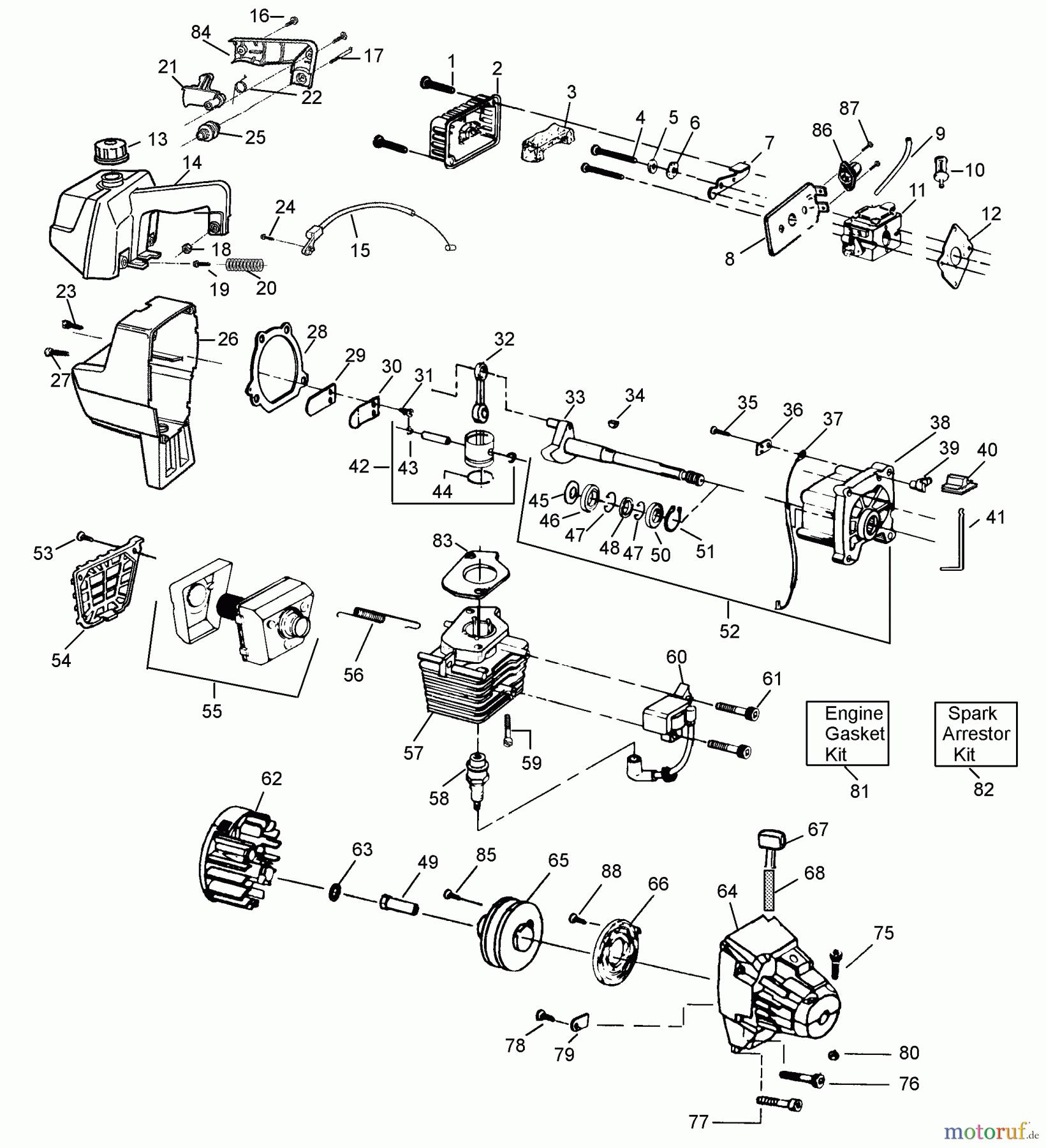 Poulan / Weed Eater Motorsensen, Trimmer SST45 - Weed Eater Featherlite String Trimmer Power Unit